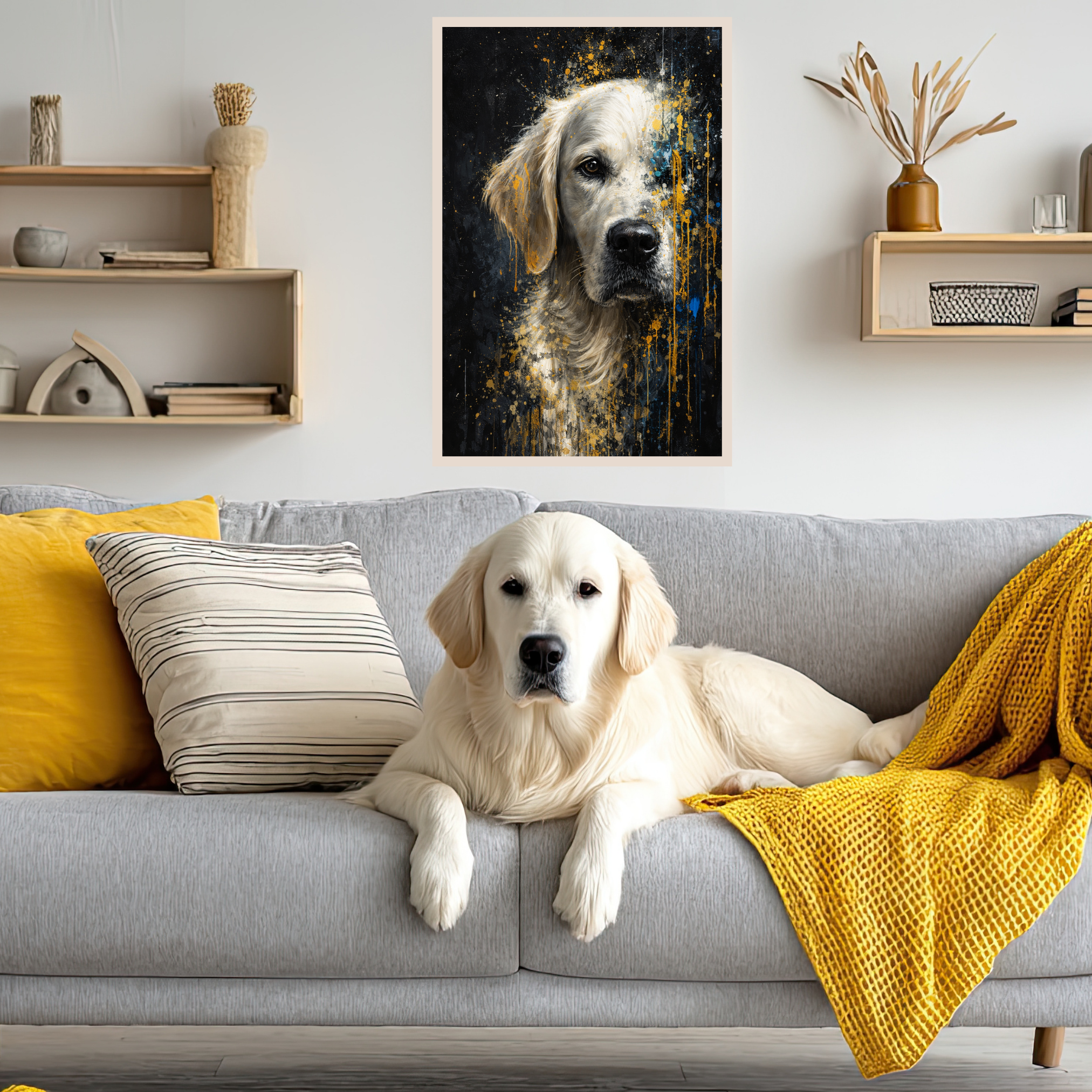 Portrait Animal Personnalisé Artistique – Poster Chien ou Chat Style Peinture Moderne Abstraite