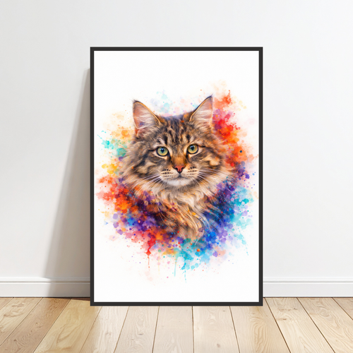 Portrait Animal Personnalisé Aquarelle Colorée – Poster Chien ou Chat Moderne