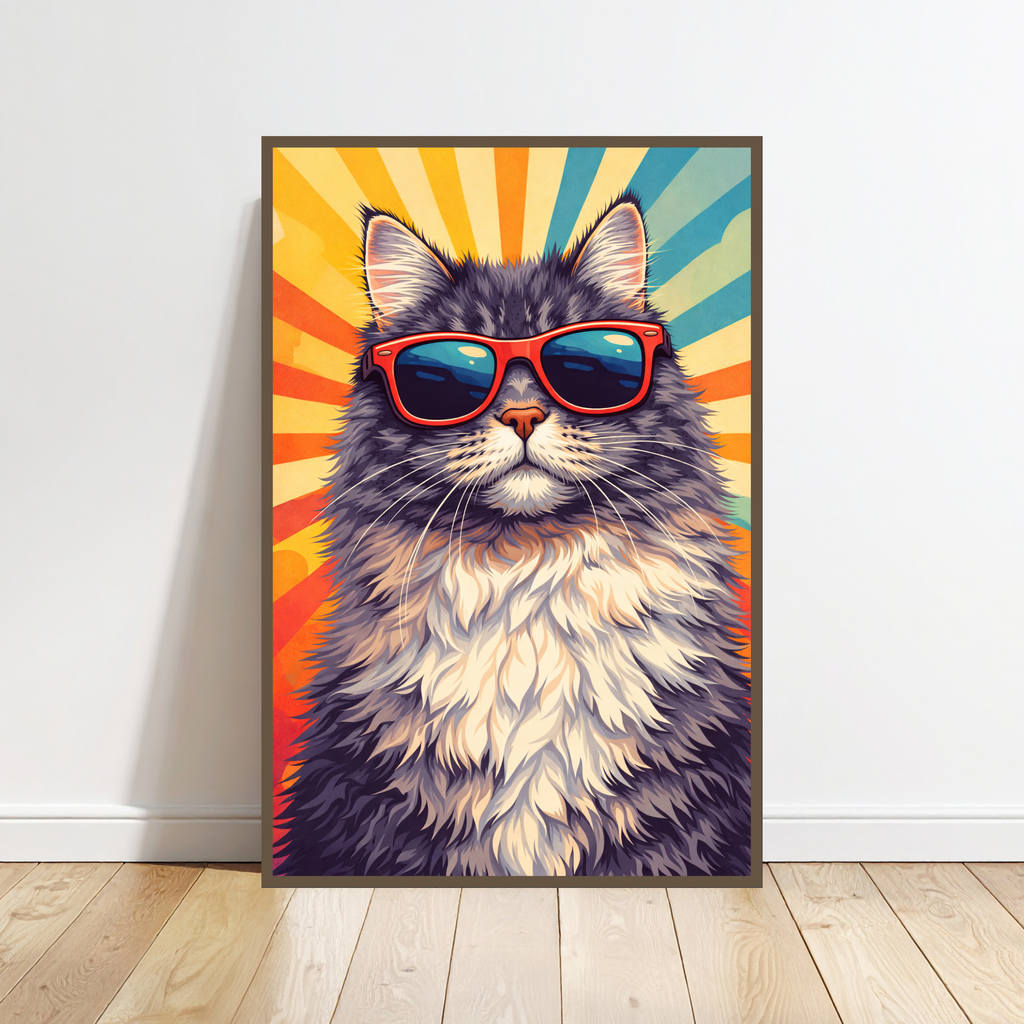 Poster Animal Personnalisé Fun – Portrait Chien ou Chat avec Lunettes Style Pop Coloré