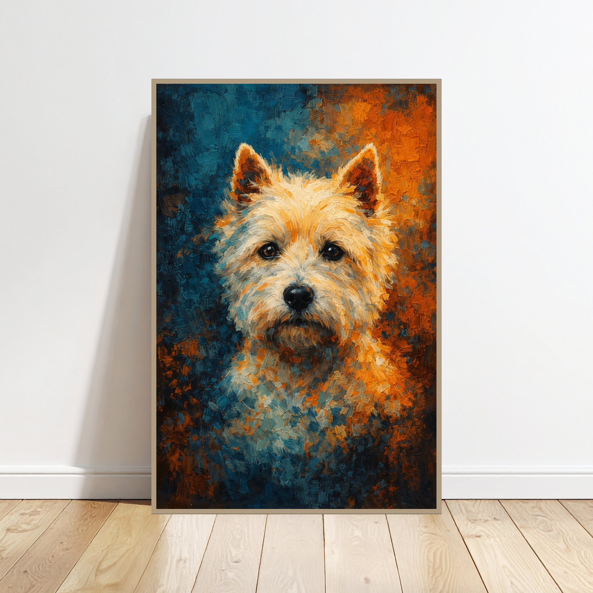 Poster Animal Personnalisé Effet Toile – Portrait Artistique Chien ou Chat Style Peinture Texturée