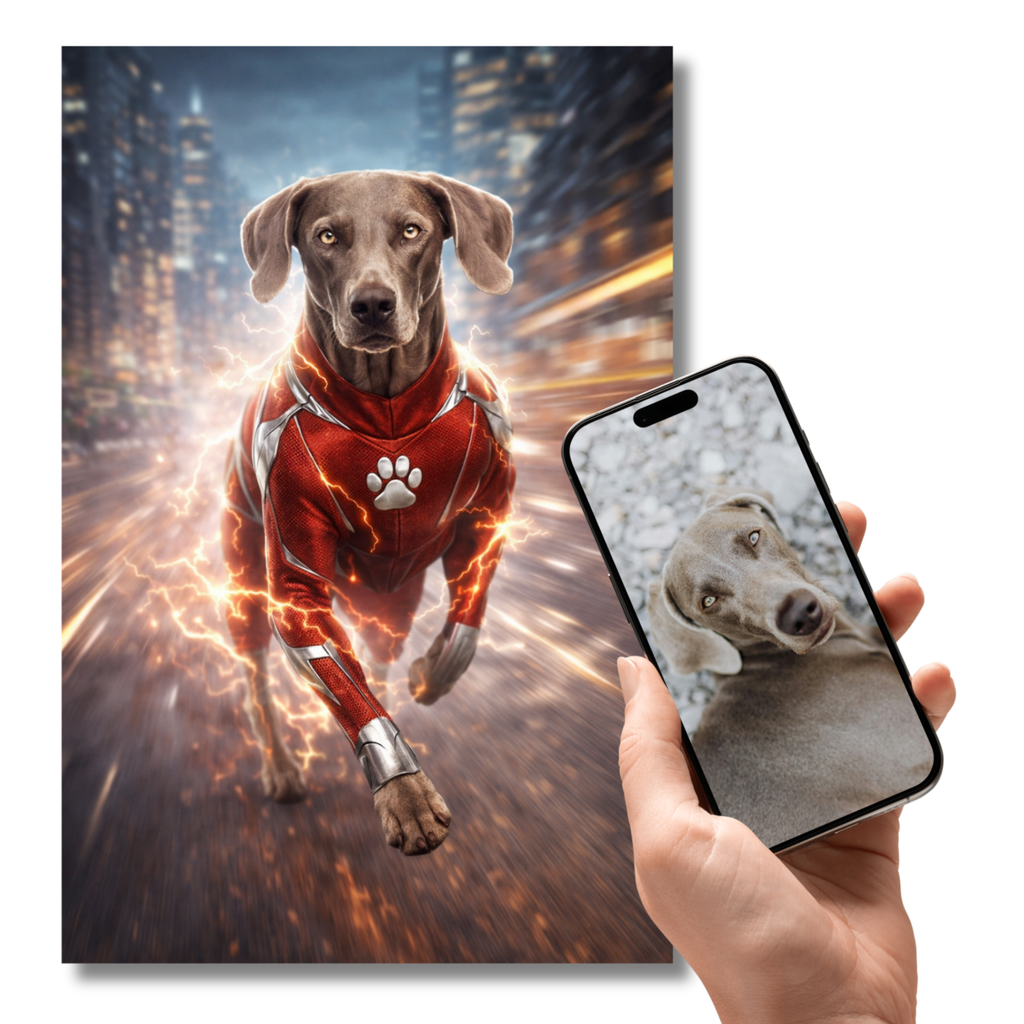Portrait Animal Personnalisé Super-Héros – Poster Chien ou Chat Héros en Action