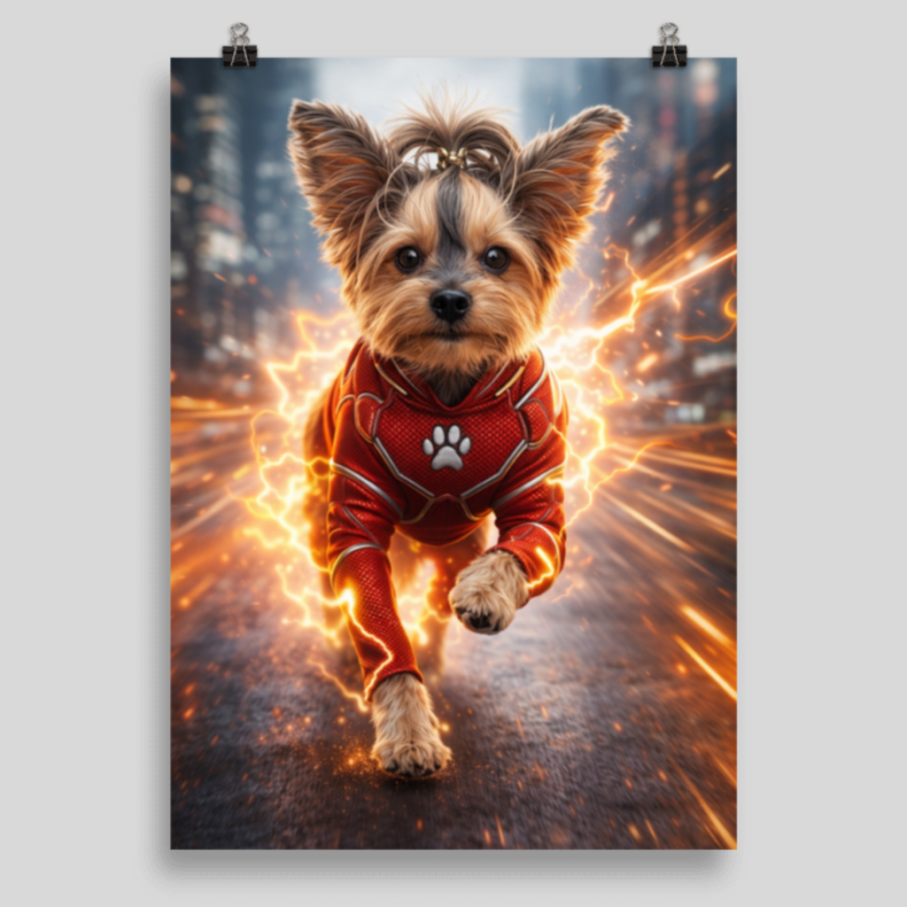 Portrait Animal Personnalisé Super-Héros – Poster Chien ou Chat Héros en Action
