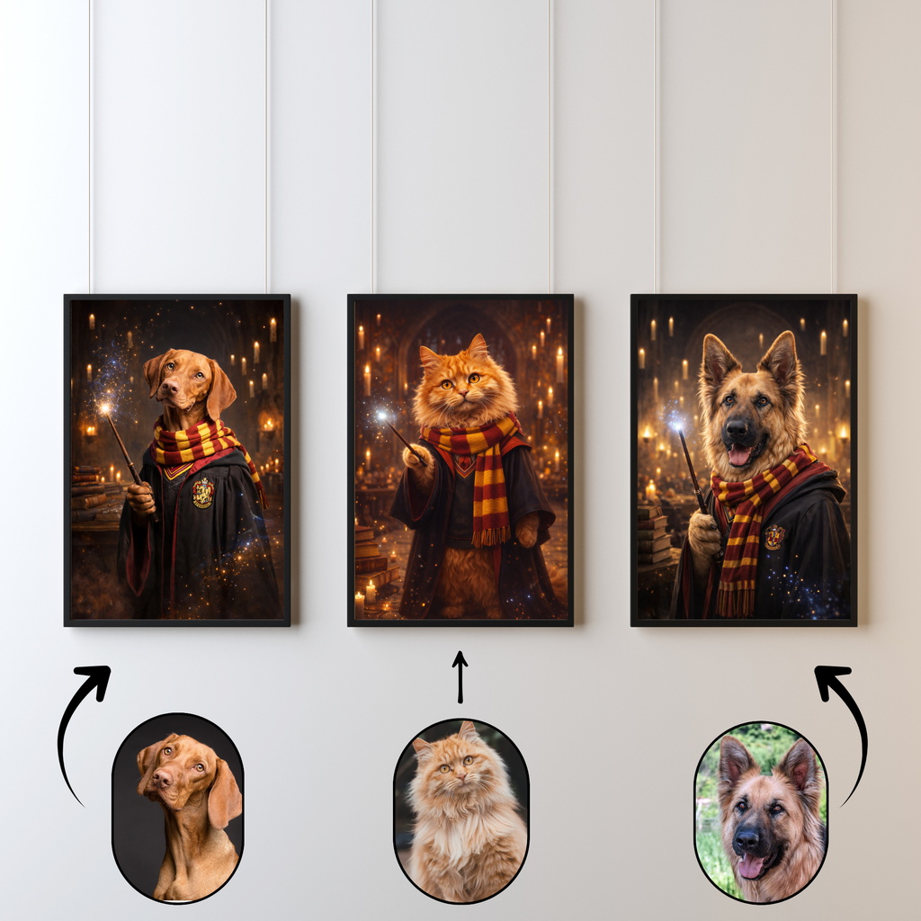 Portrait Animal Magicien Personnalisé – Poster Chien ou Chat Style Fantaisie