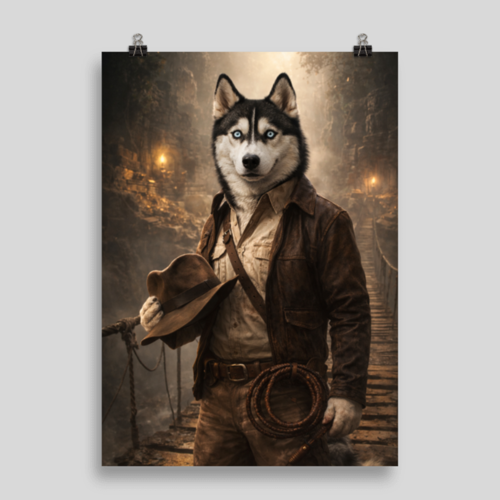 Portrait Animal Aventurier Personnalisé – Poster Chien ou Chat Style Exploration