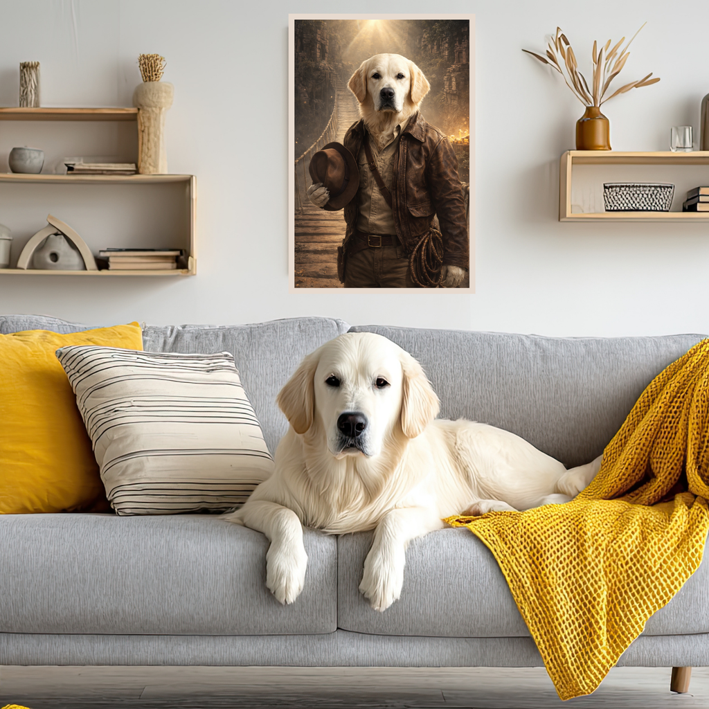Portrait Animal Aventurier Personnalisé – Poster Chien ou Chat Style Exploration