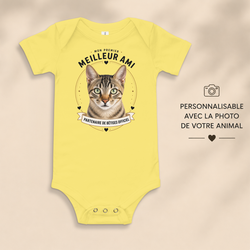 Body bébé premium personnalisé avec l'animal de famille – Mon Premier Meilleur Ami