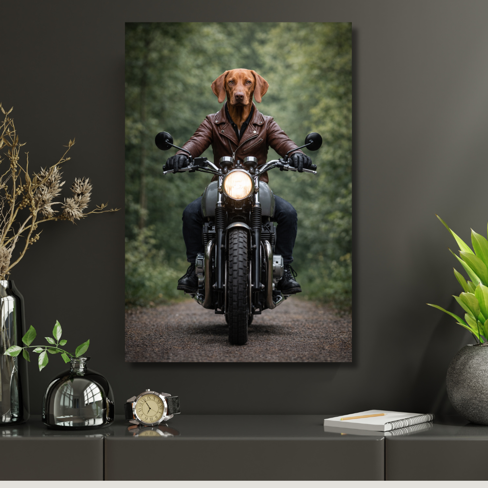 Portrait Animal Motard Personnalisé – Poster Chien ou Chat Style Biker Original