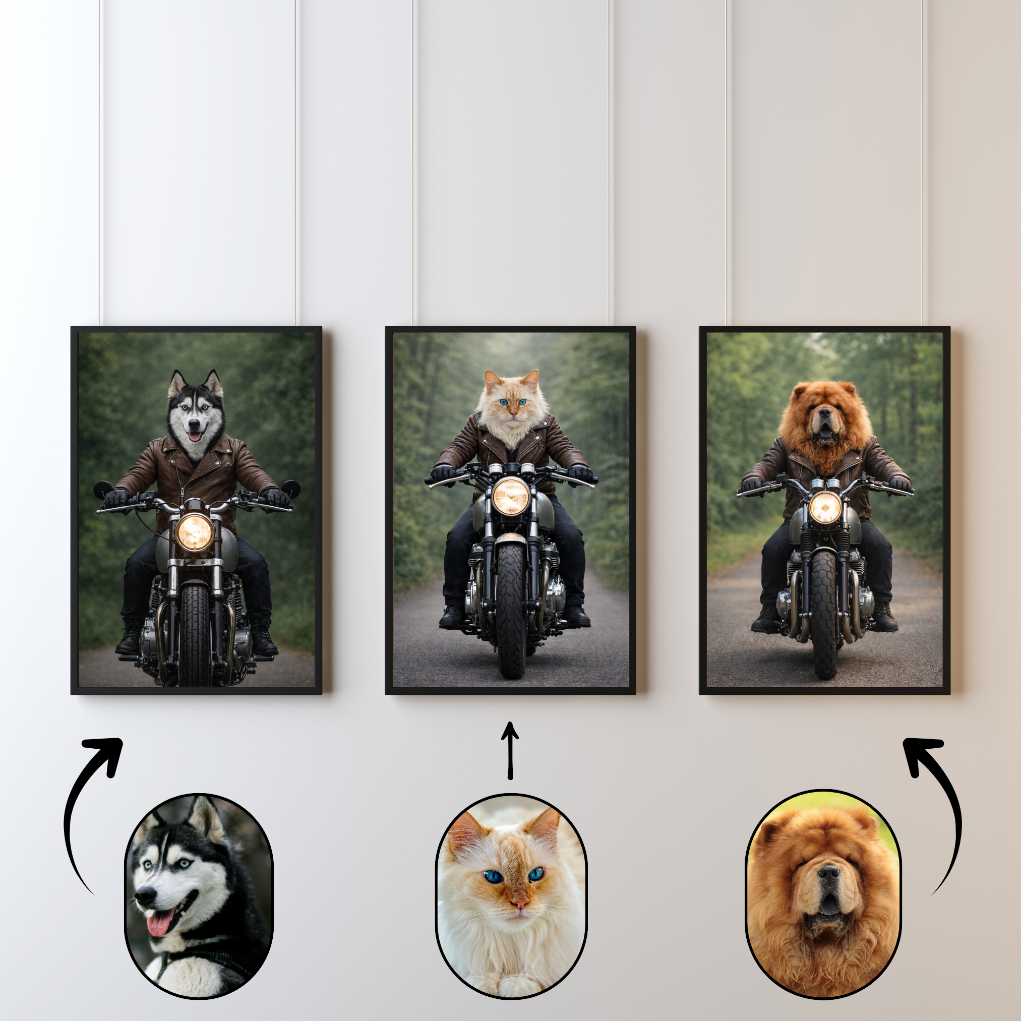 Portrait Animal Motard Personnalisé – Poster Chien ou Chat Style Biker Original