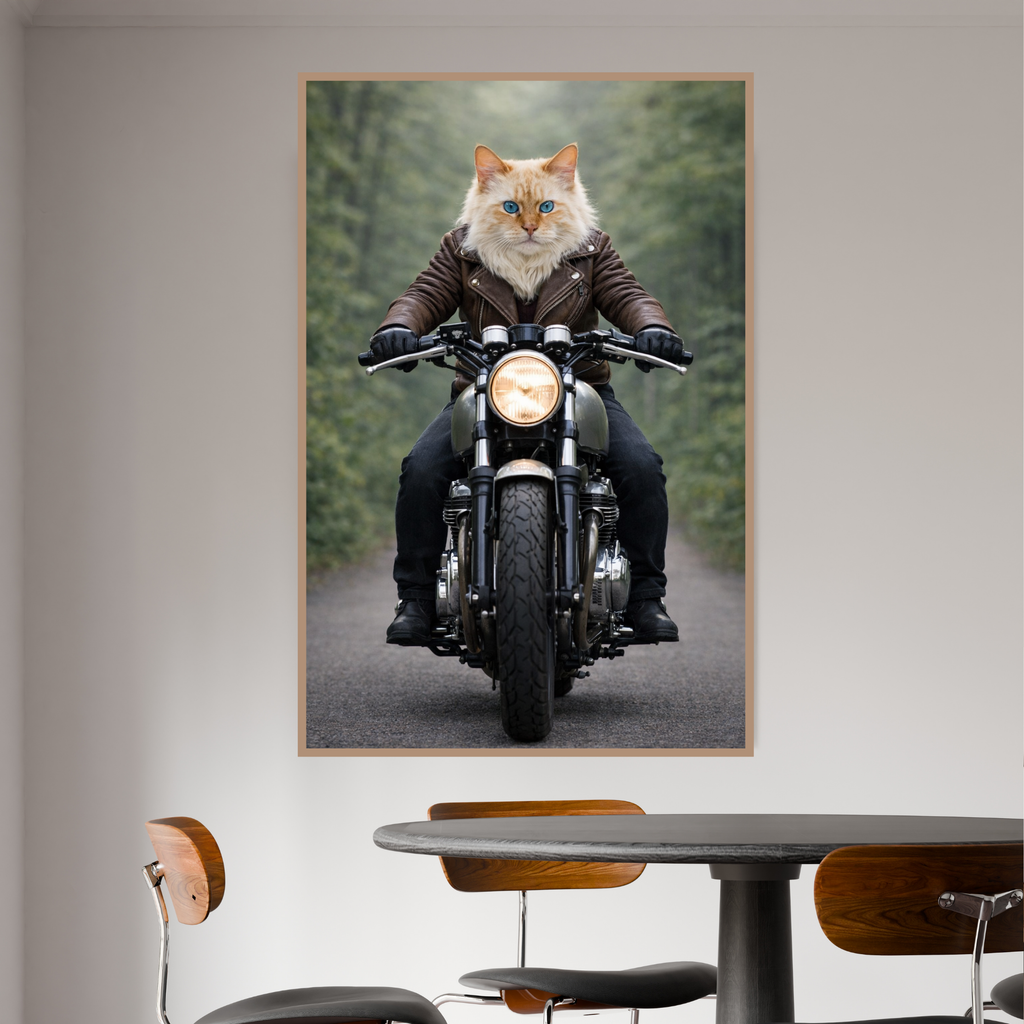 Portrait Animal Motard Personnalisé – Poster Chien ou Chat Style Biker Original