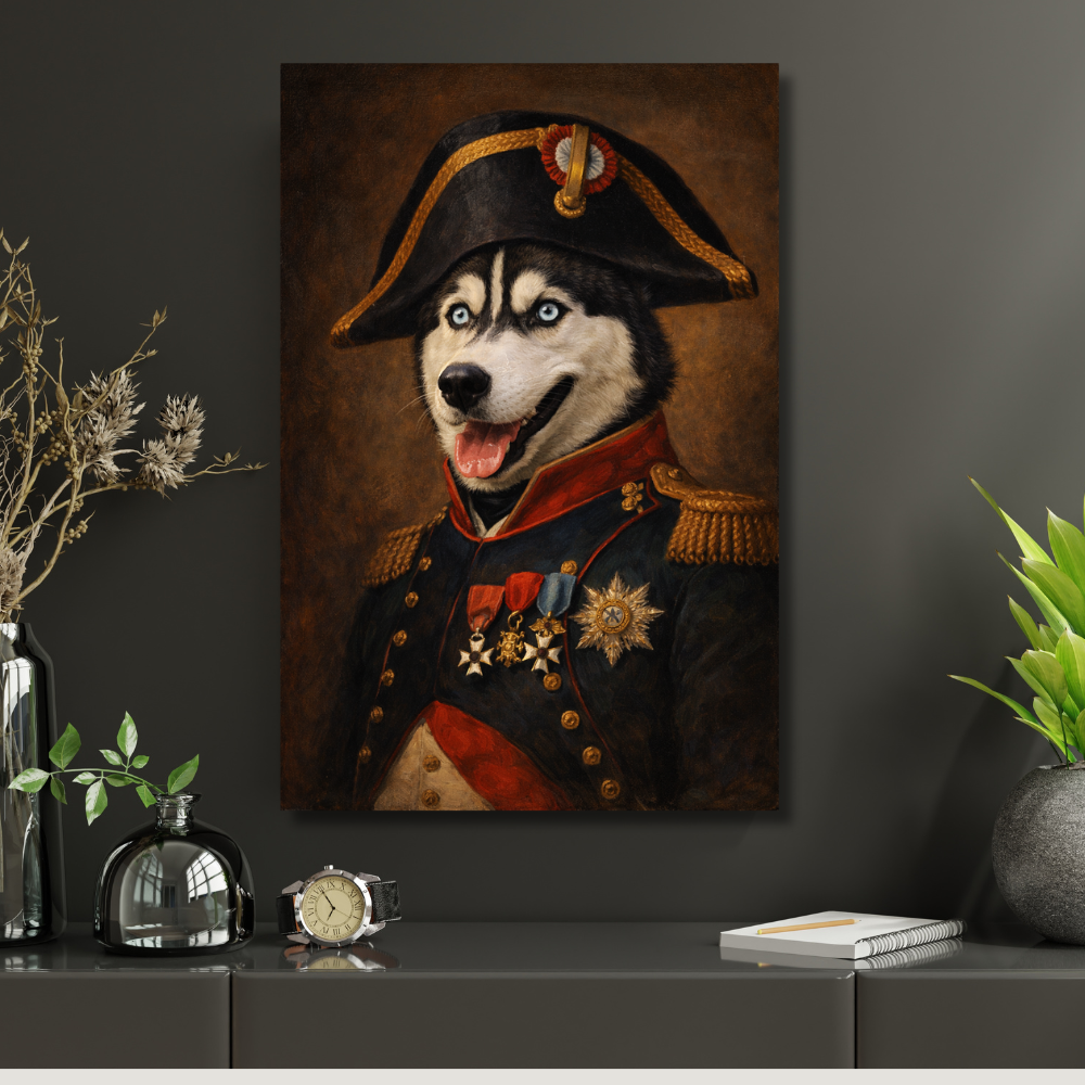 Portrait Animal Empereur Personnalisé – Poster Chien ou Chat Style Royal et Historique