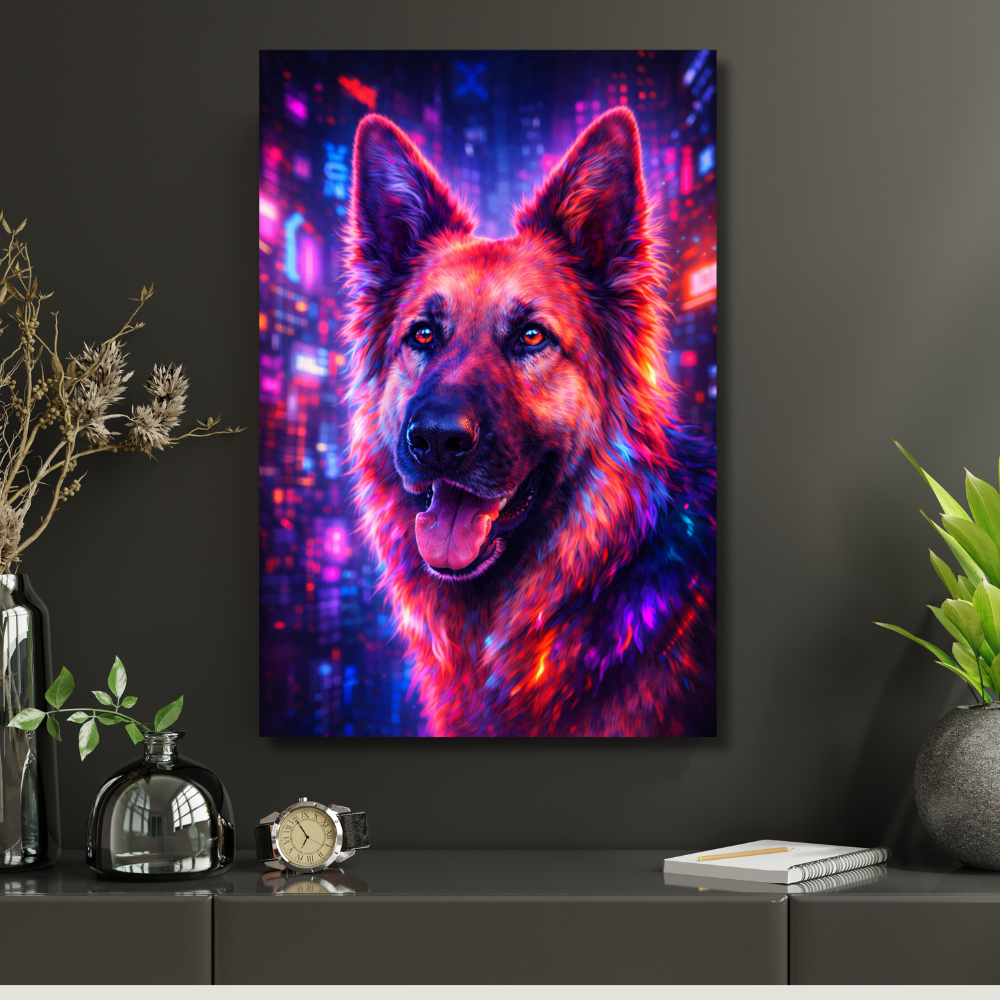 Portrait Animal Néon Personnalisé – Poster Chien ou Chat Style Cyberpunk Coloré