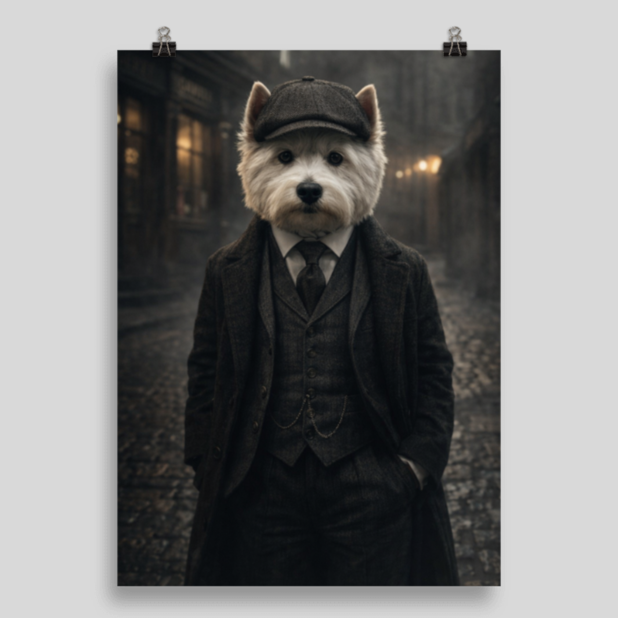 Portrait Animal Personnalisé Vintage – Poster Chien ou Chat Style Gentleman Élégant