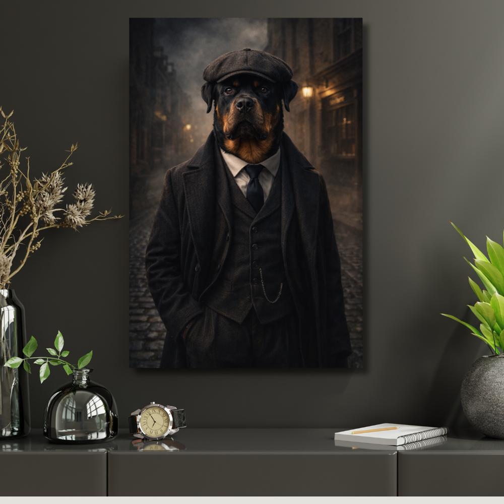 Portrait Animal Personnalisé Vintage – Poster Chien ou Chat Style Gentleman Élégant