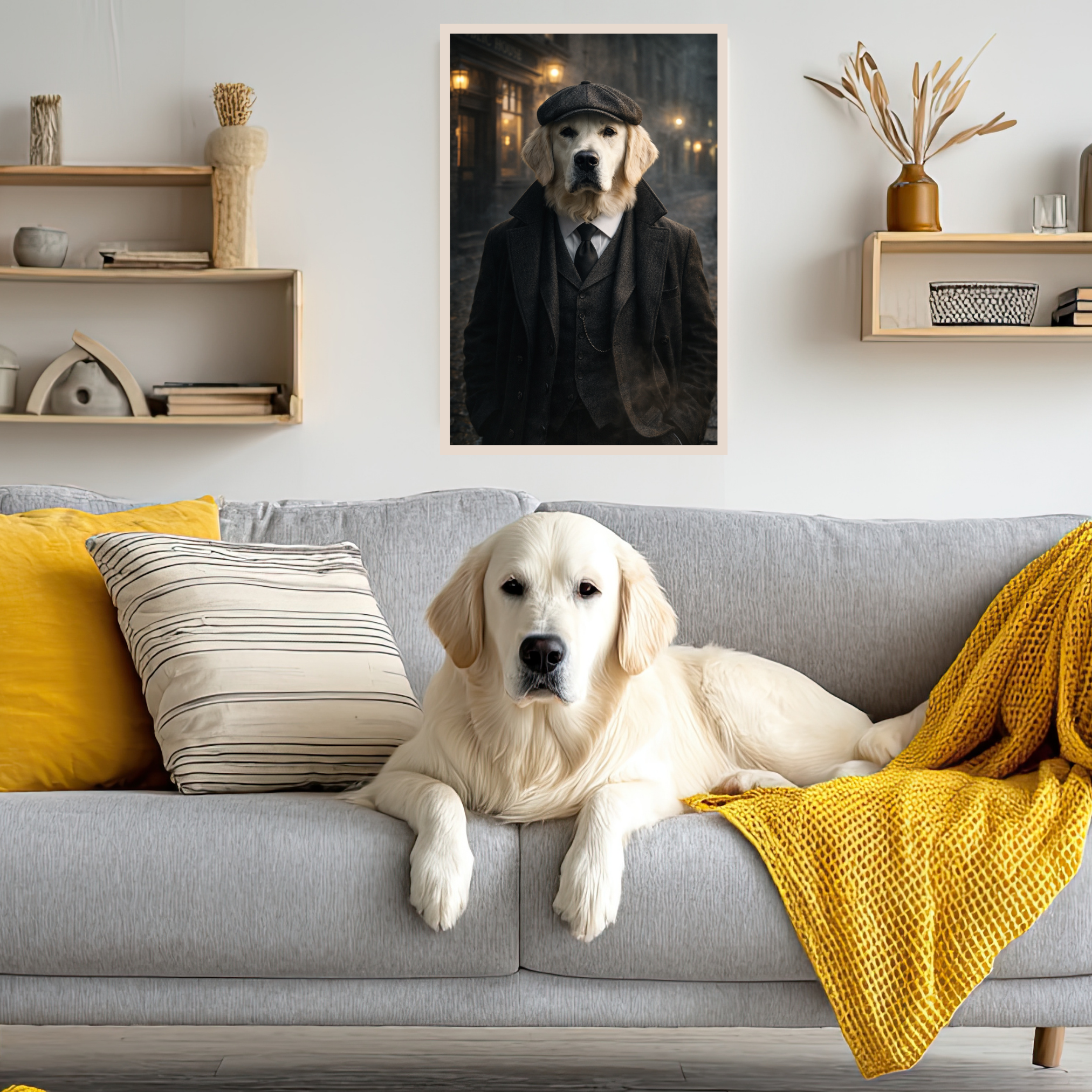 Portrait Animal Personnalisé Vintage – Poster Chien ou Chat Style Gentleman Élégant