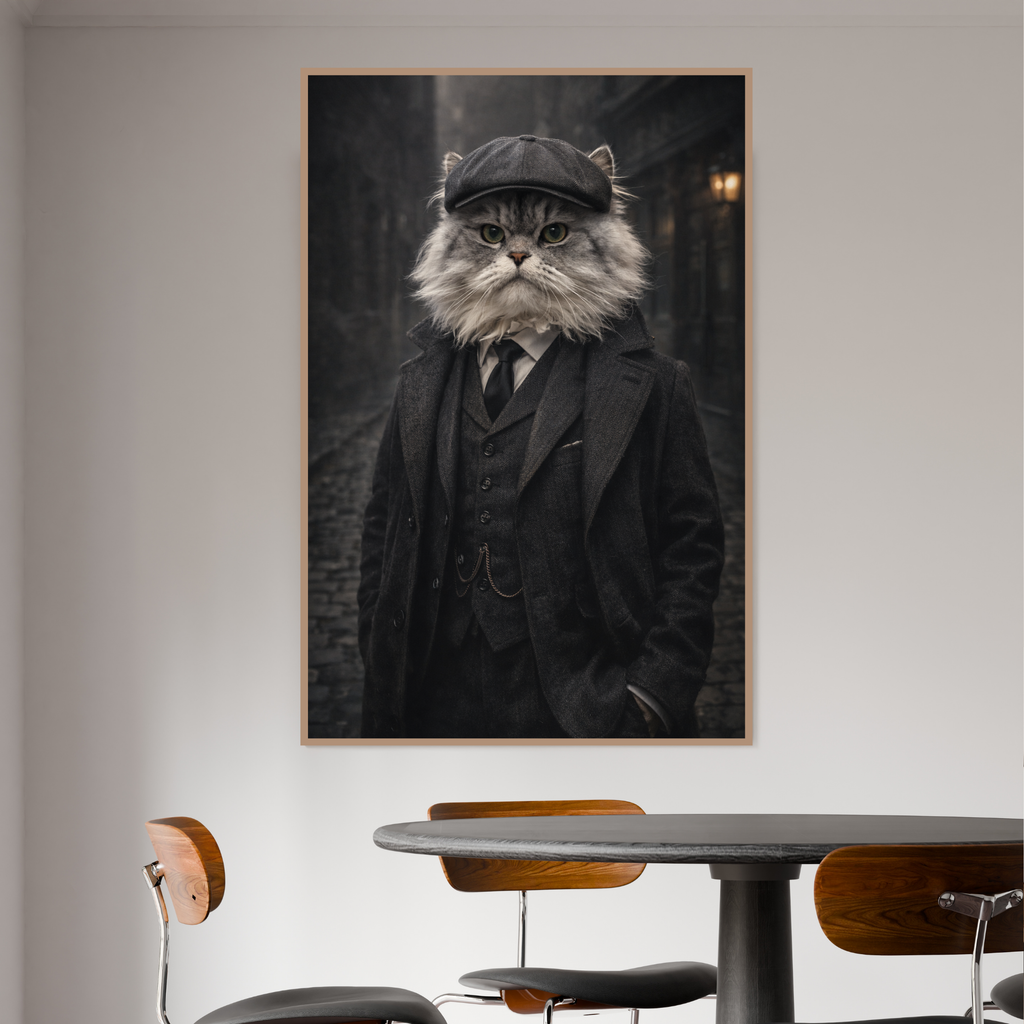 Portrait Animal Personnalisé Vintage – Poster Chien ou Chat Style Gentleman Élégant