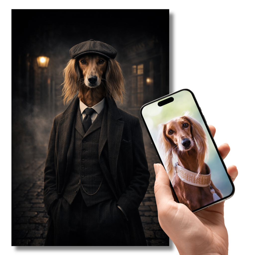 Portrait Animal Personnalisé Vintage – Poster Chien ou Chat Style Gentleman Élégant