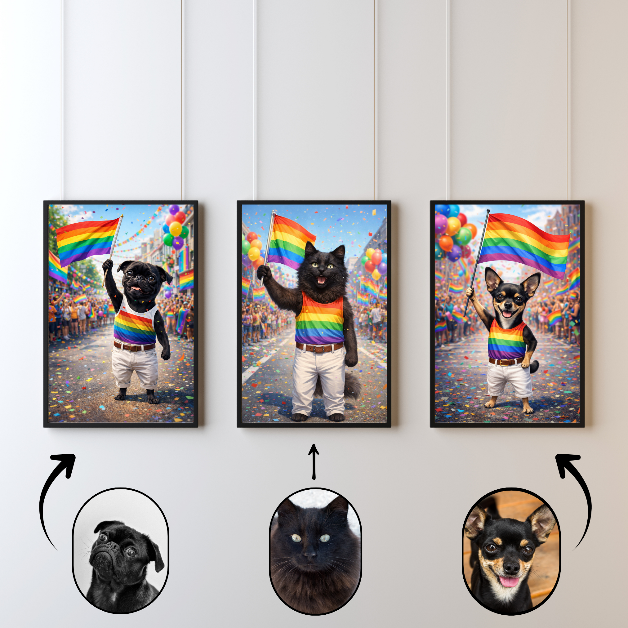 Portrait Chien Personnalisé Pride – Poster Animal Coloré Arc-en-ciel Style Festif et Joyeux