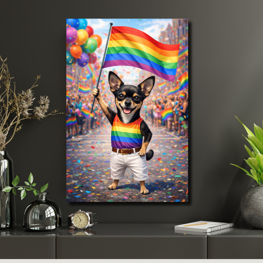 Portrait Chien Personnalisé Pride – Poster Animal Coloré Arc-en-ciel Style Festif et Joyeux