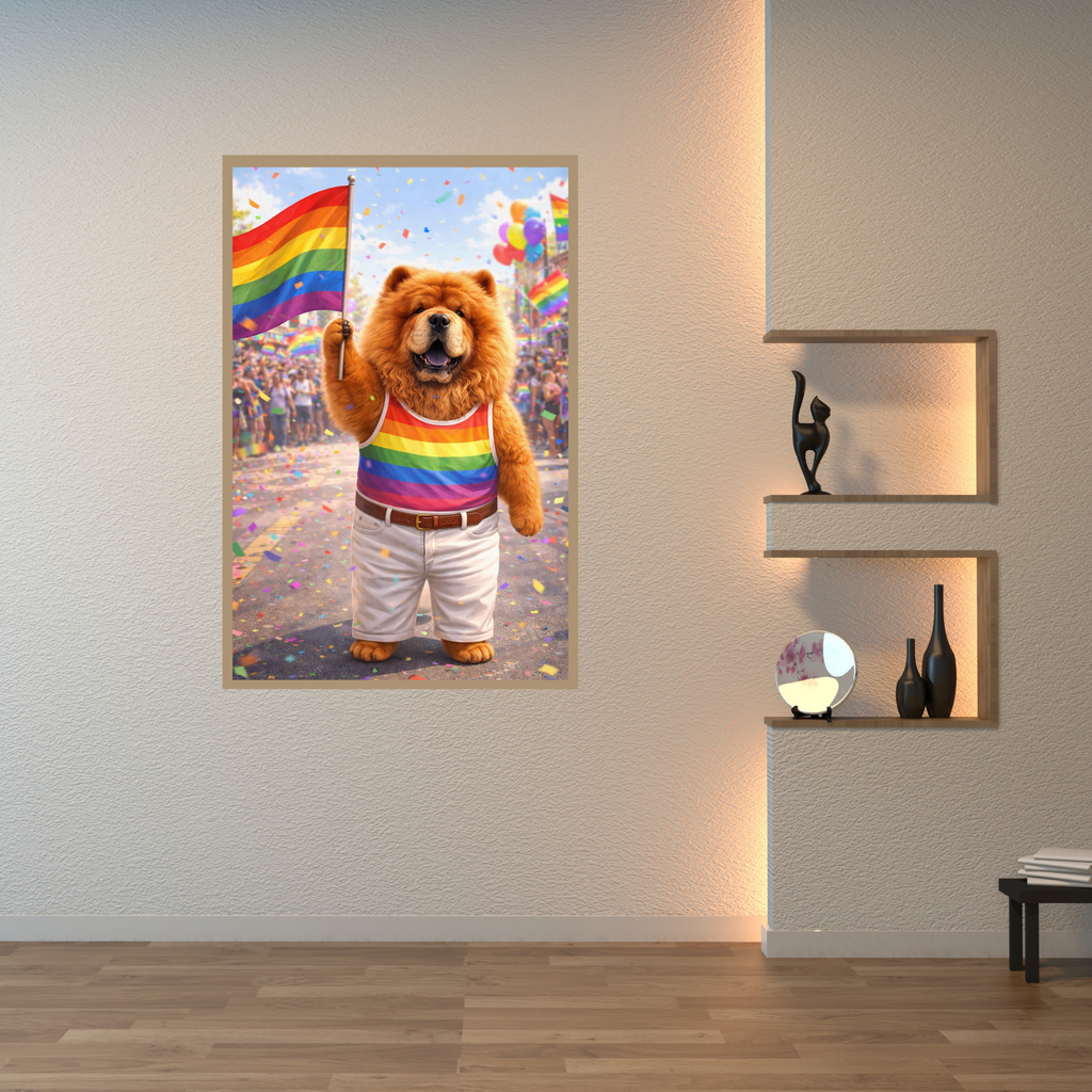 Portrait Chien Personnalisé Pride – Poster Animal Coloré Arc-en-ciel Style Festif et Joyeux
