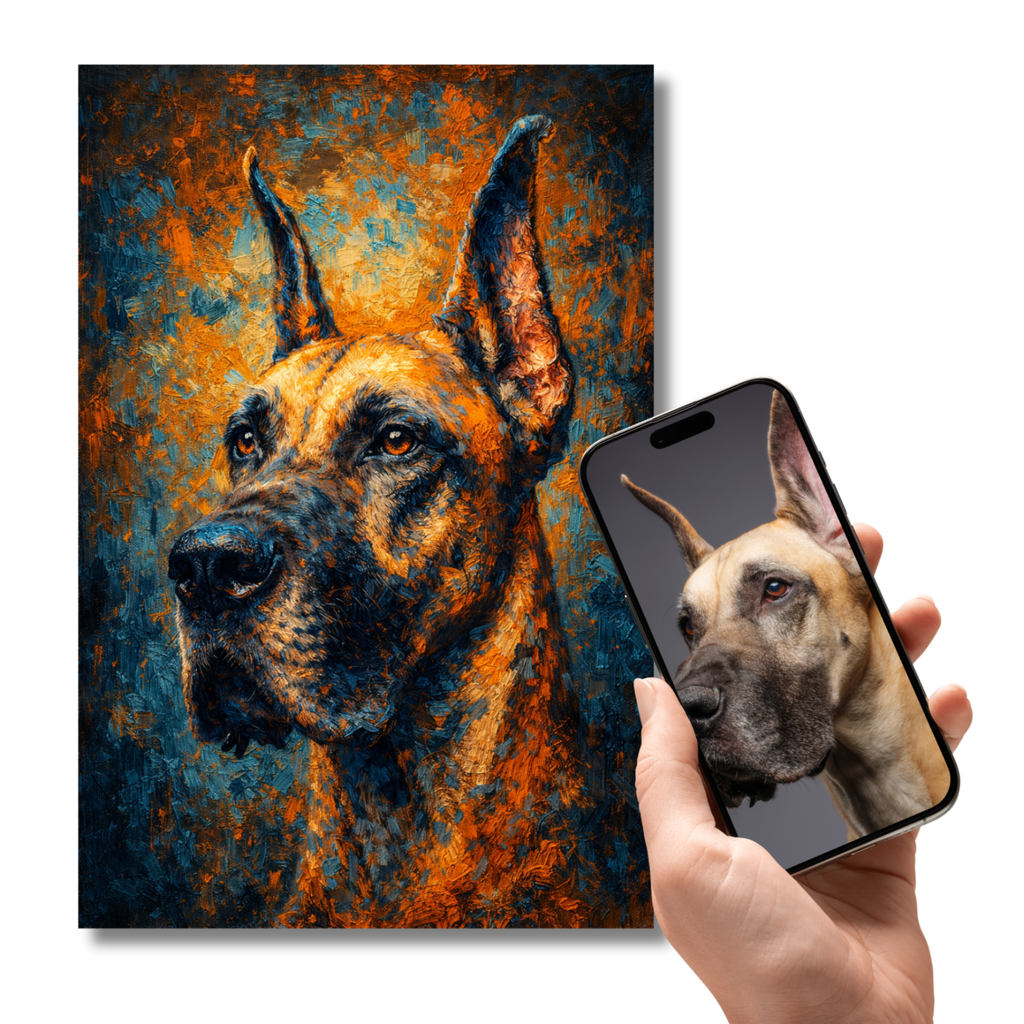 Poster Animal Personnalisé Effet Toile – Portrait Artistique Chien ou Chat Style Peinture Texturée