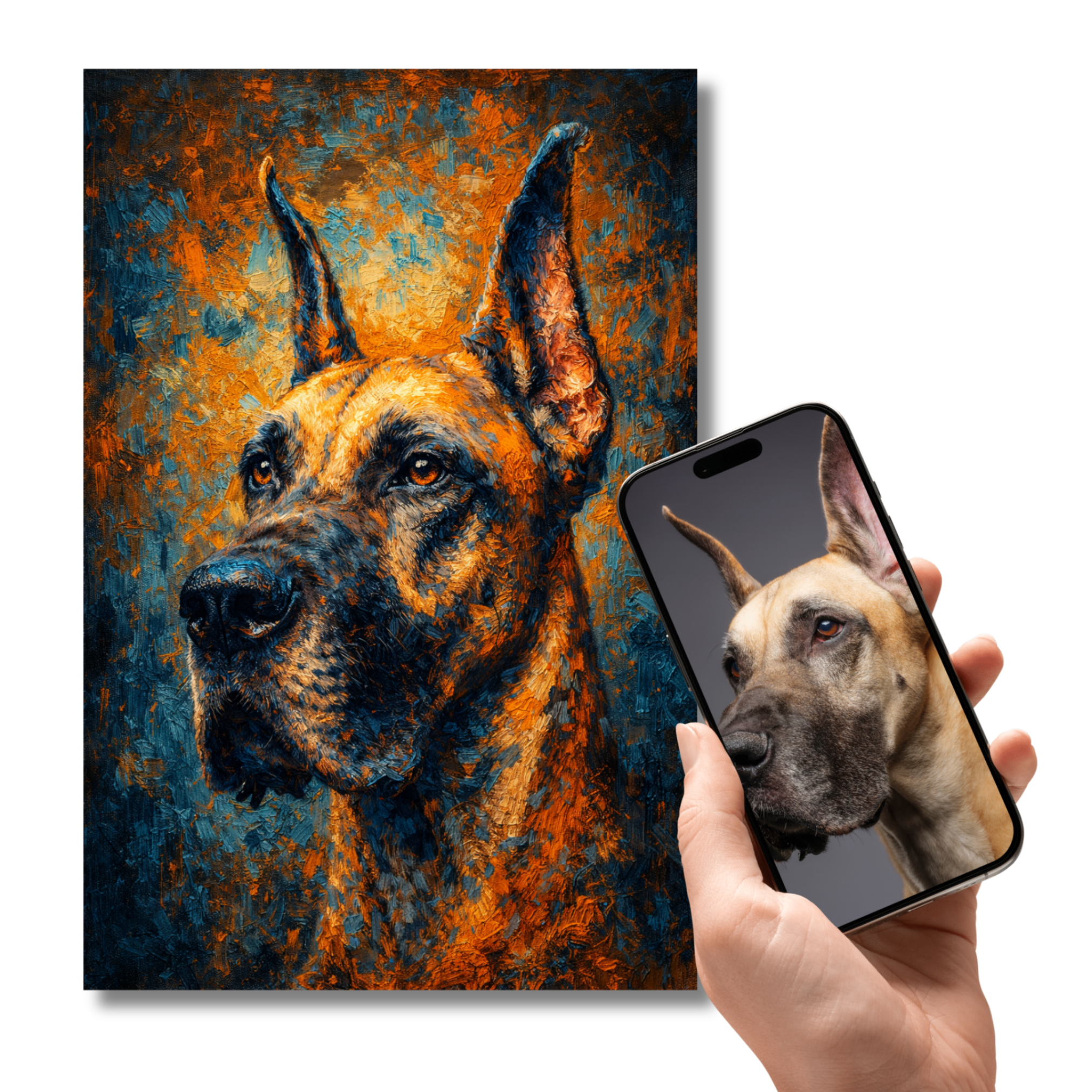 Poster Animal Personnalisé Effet Toile – Portrait Artistique Chien ou Chat Style Peinture Texturée
