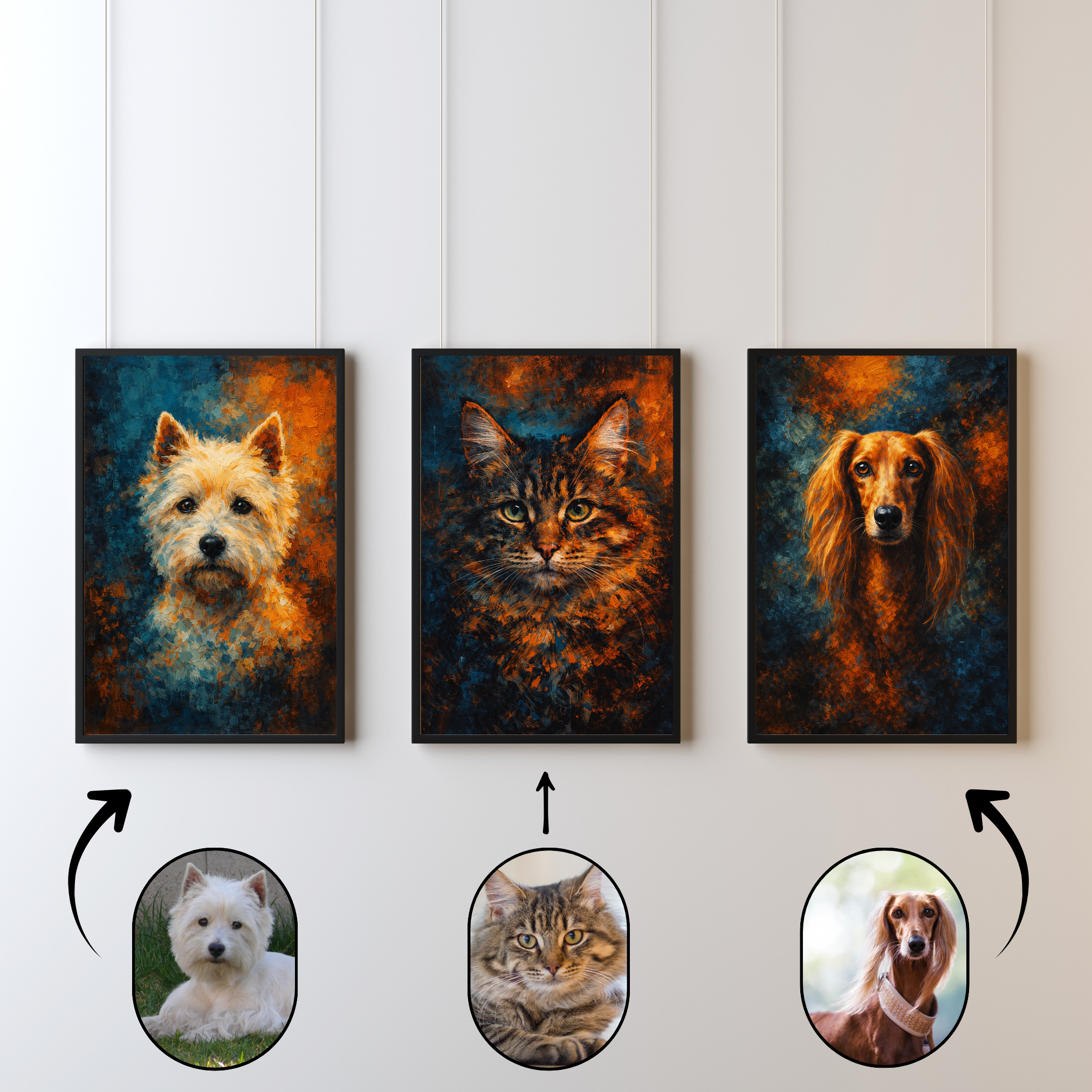 Poster Animal Personnalisé Effet Toile – Portrait Artistique Chien ou Chat Style Peinture Texturée