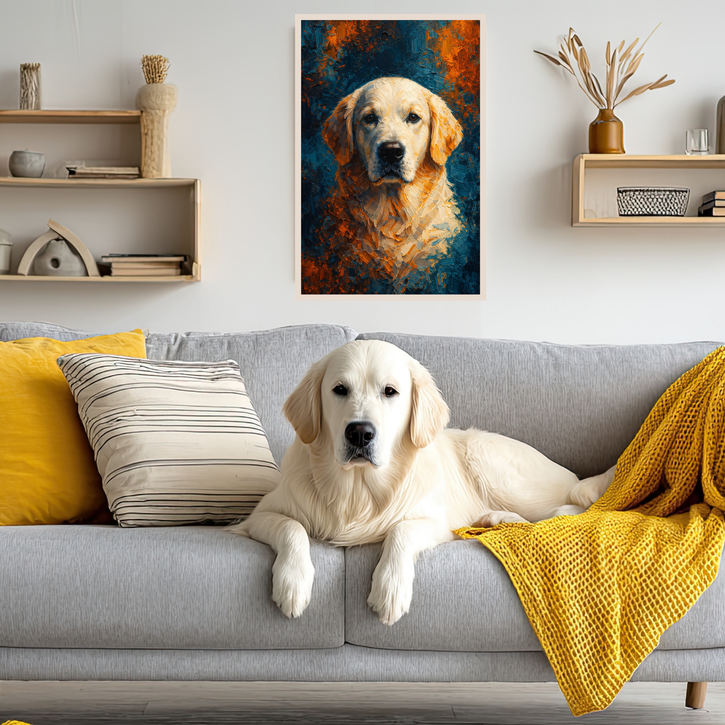 Poster Animal Personnalisé Effet Toile – Portrait Artistique Chien ou Chat Style Peinture Texturée
