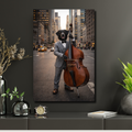 Portrait Animal Personnalisé Musicien – Poster Chien ou Chat Style Jazz Élégant Contrebasse