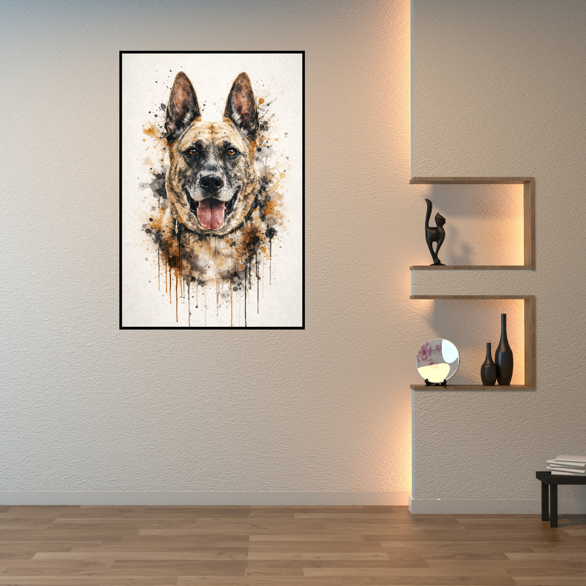 Portrait Animal Personnalisé Élégant – Poster Chien ou Chat Style Peinture Naturelle