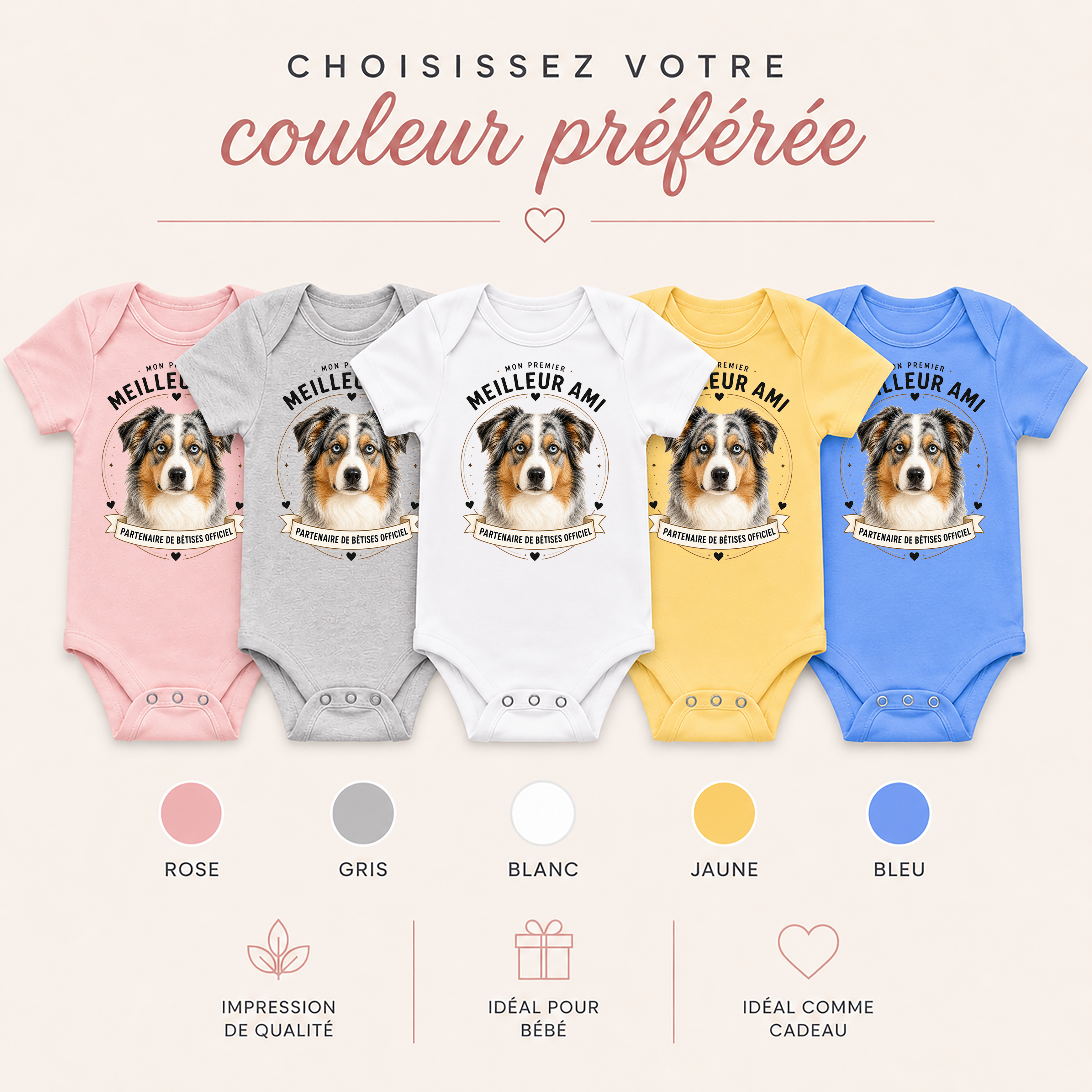 Body bébé premium personnalisé avec l'animal de famille – Mon Premier Meilleur Ami
