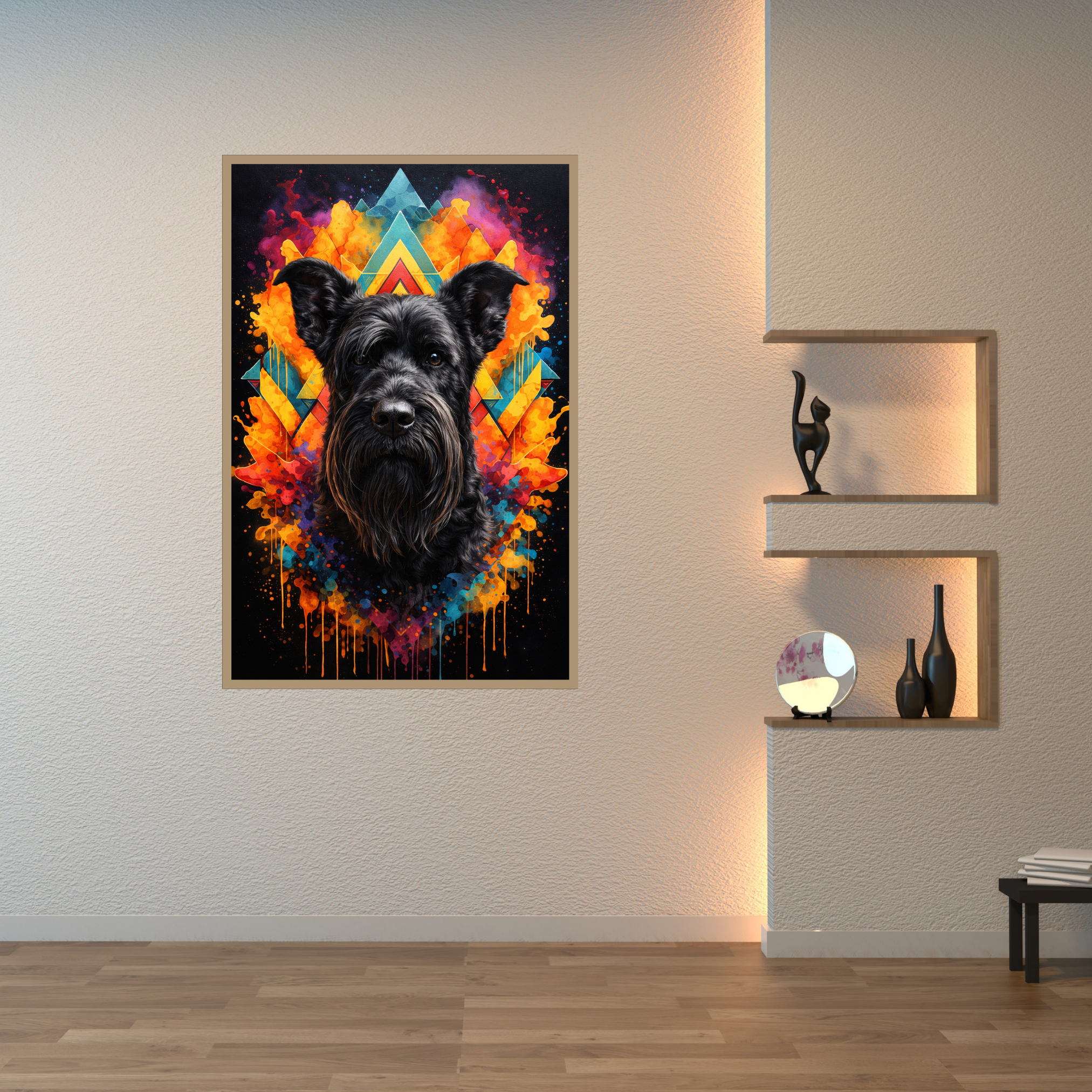 Poster Animal Personnalisé Coloré – Portrait Moderne Chien ou Chat Style Pop Art Géométrique