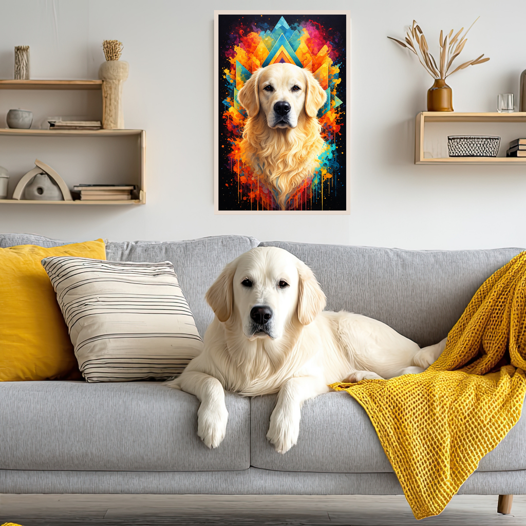 Poster Animal Personnalisé Coloré – Portrait Moderne Chien ou Chat Style Pop Art Géométrique