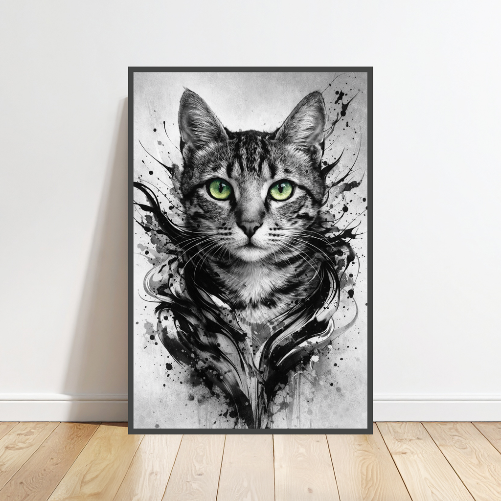 Poster Animal Personnalisé Artistique – Portrait Moderne Noir et Blanc Chien ou Chat