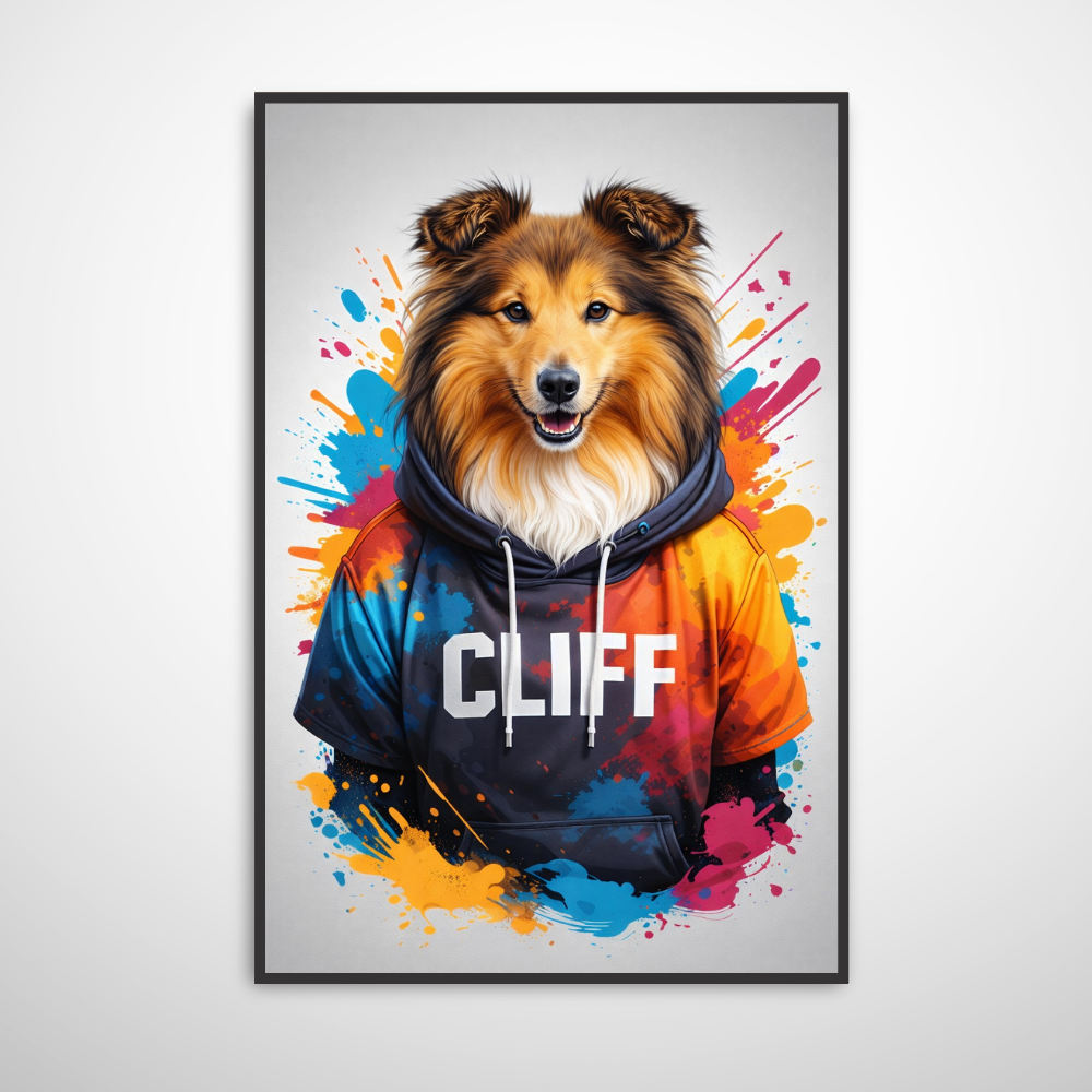 Portrait Chat Personnalisé Hoodie Coloré – Poster Animal Style Moderne Street Art avec Prénom