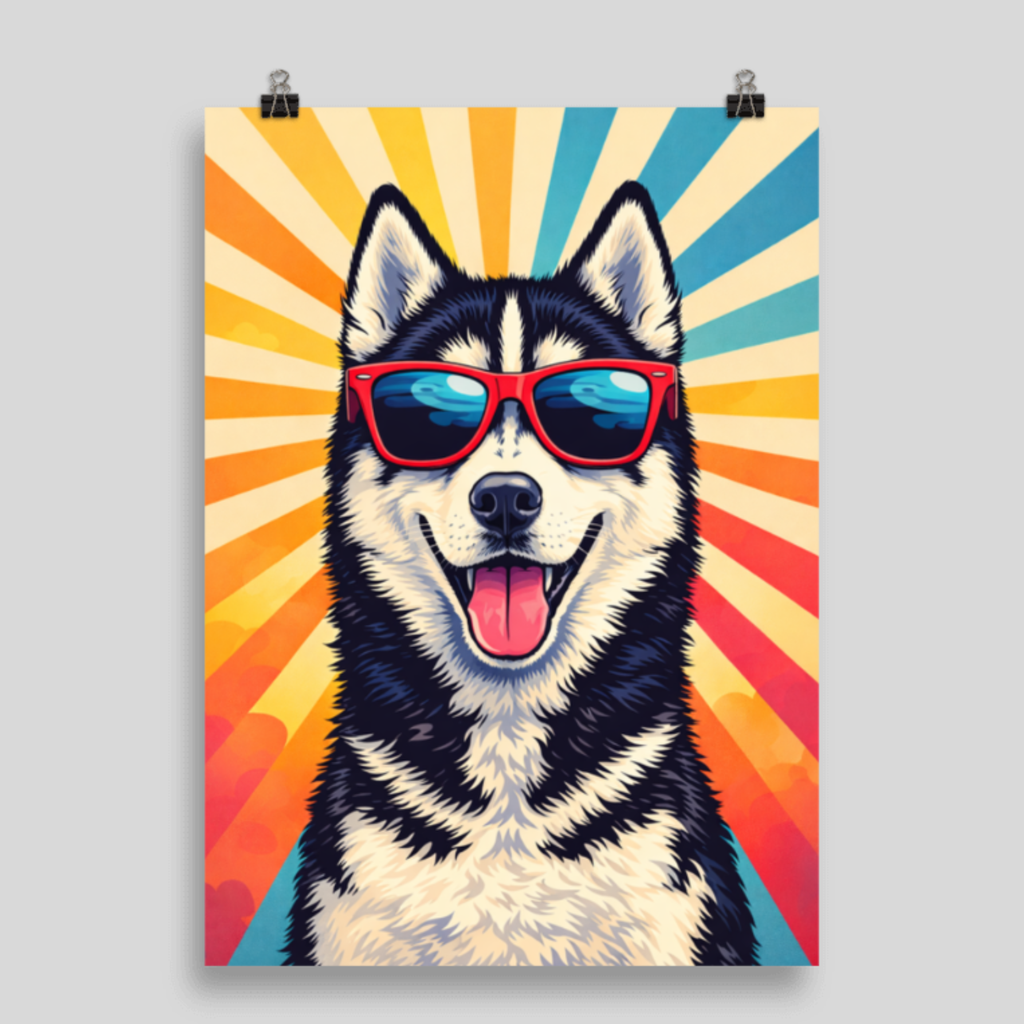Poster Animal Personnalisé Fun – Portrait Chien ou Chat avec Lunettes Style Pop Coloré