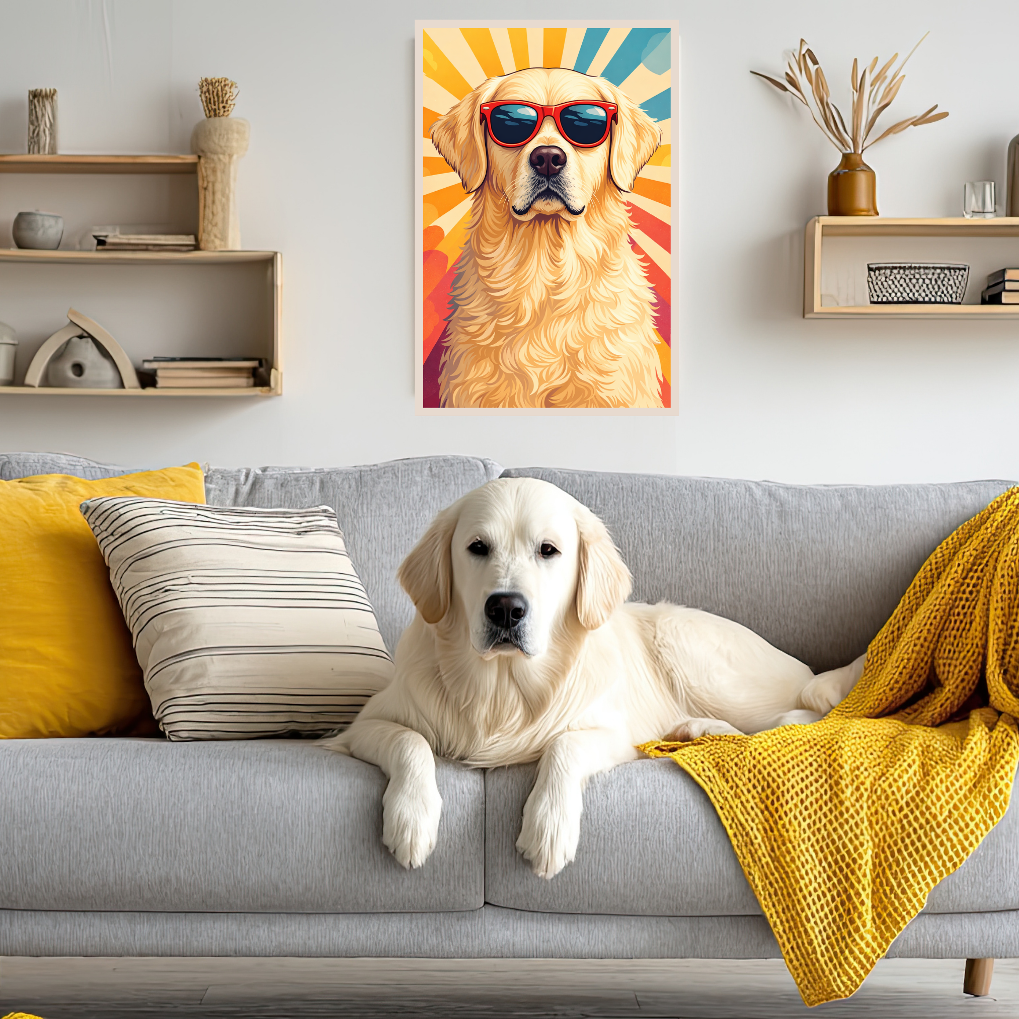 Poster Animal Personnalisé Fun – Portrait Chien ou Chat avec Lunettes Style Pop Coloré