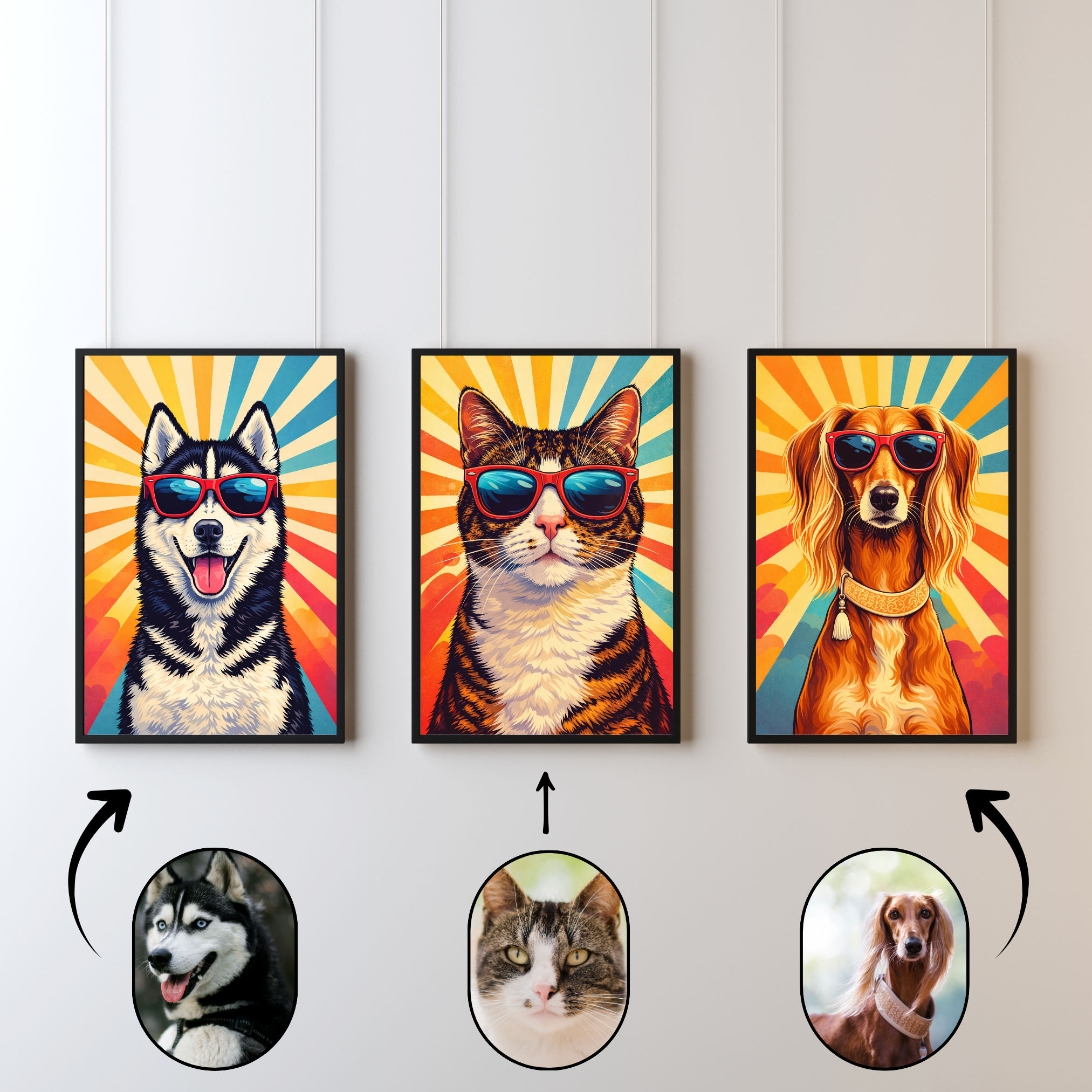 Poster Animal Personnalisé Fun – Portrait Chien ou Chat avec Lunettes Style Pop Coloré