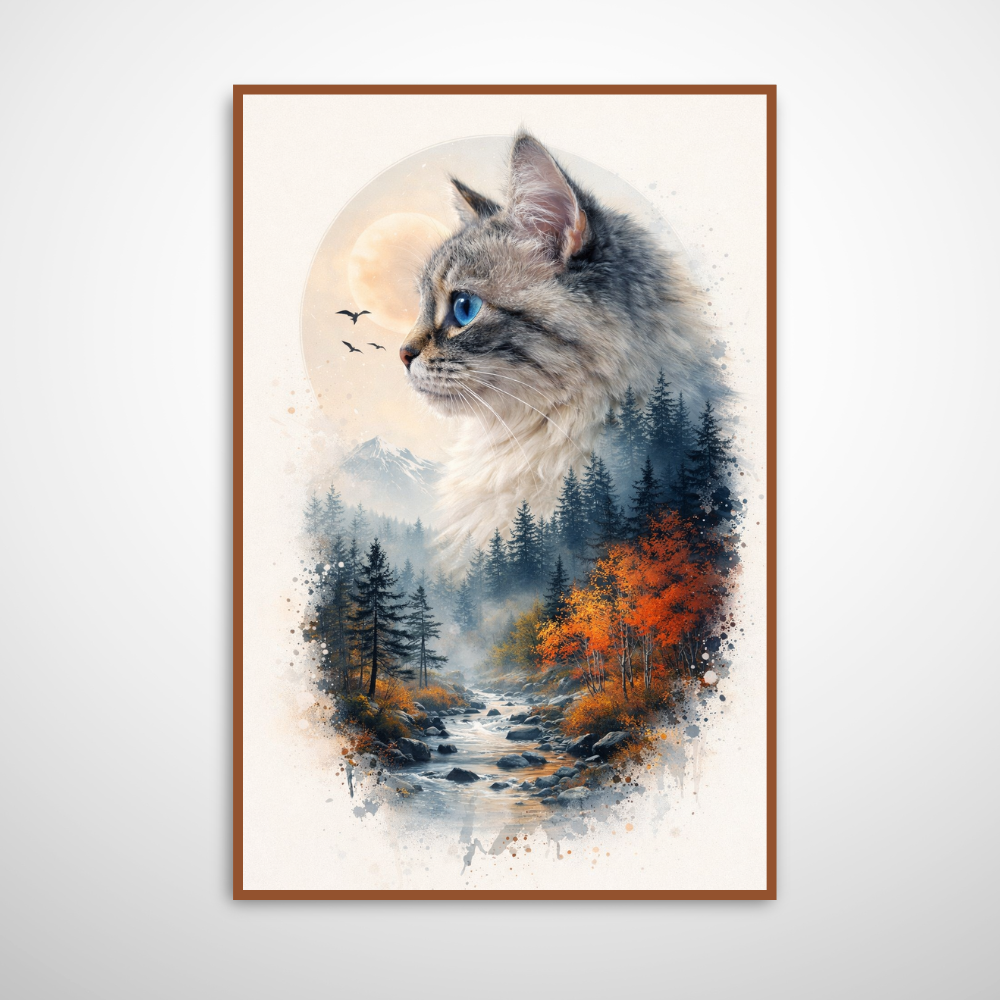 Portrait Animal Personnalisé Style Paysage Nature – Poster Artistique Unique Chien ou Chat