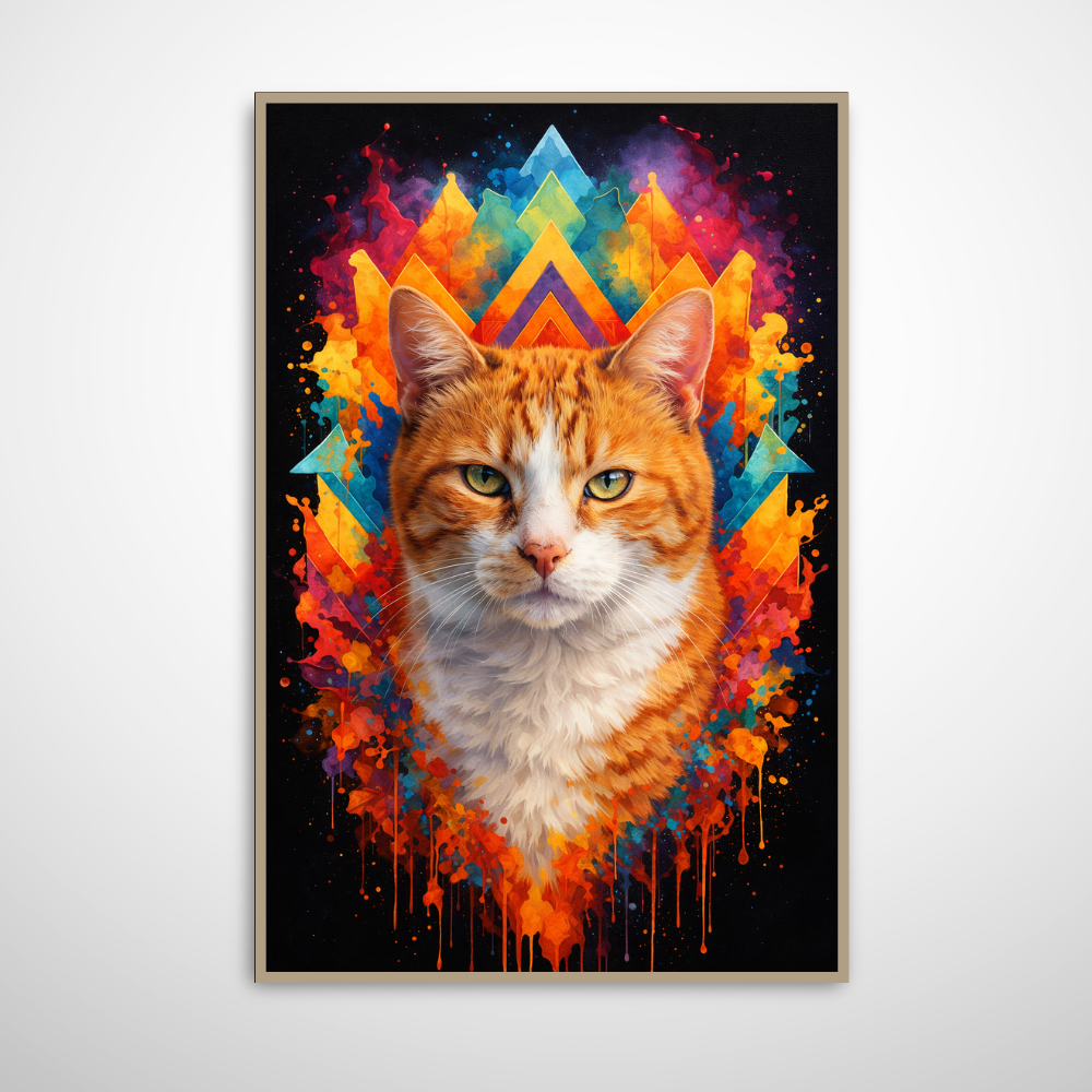 Poster Animal Personnalisé Coloré – Portrait Moderne Chien ou Chat Style Pop Art Géométrique