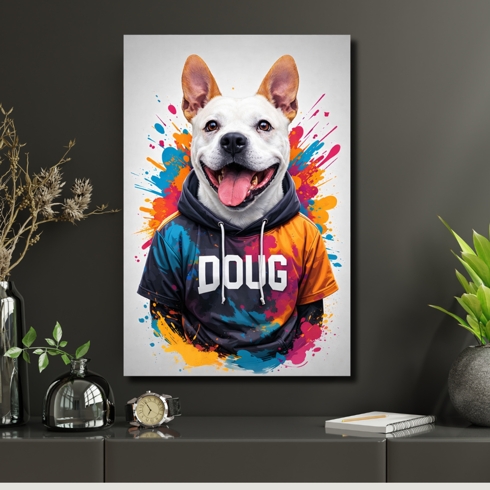 Portrait Chat Personnalisé Hoodie Coloré – Poster Animal Style Moderne Street Art avec Prénom