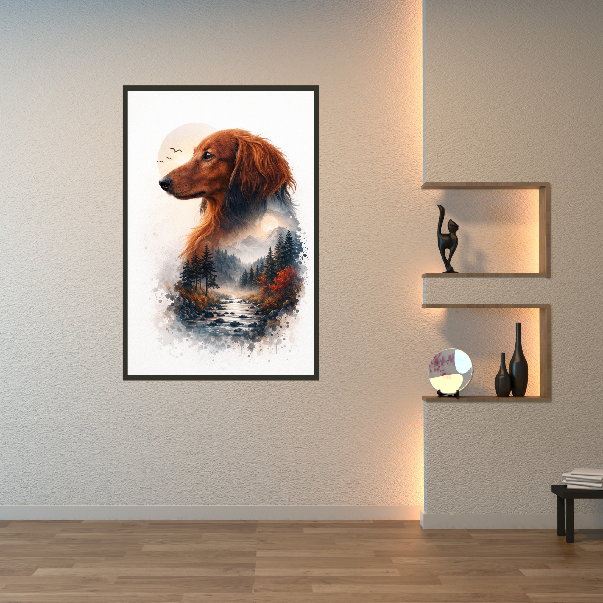 Portrait Animal Personnalisé Style Paysage Nature – Poster Artistique Unique Chien ou Chat