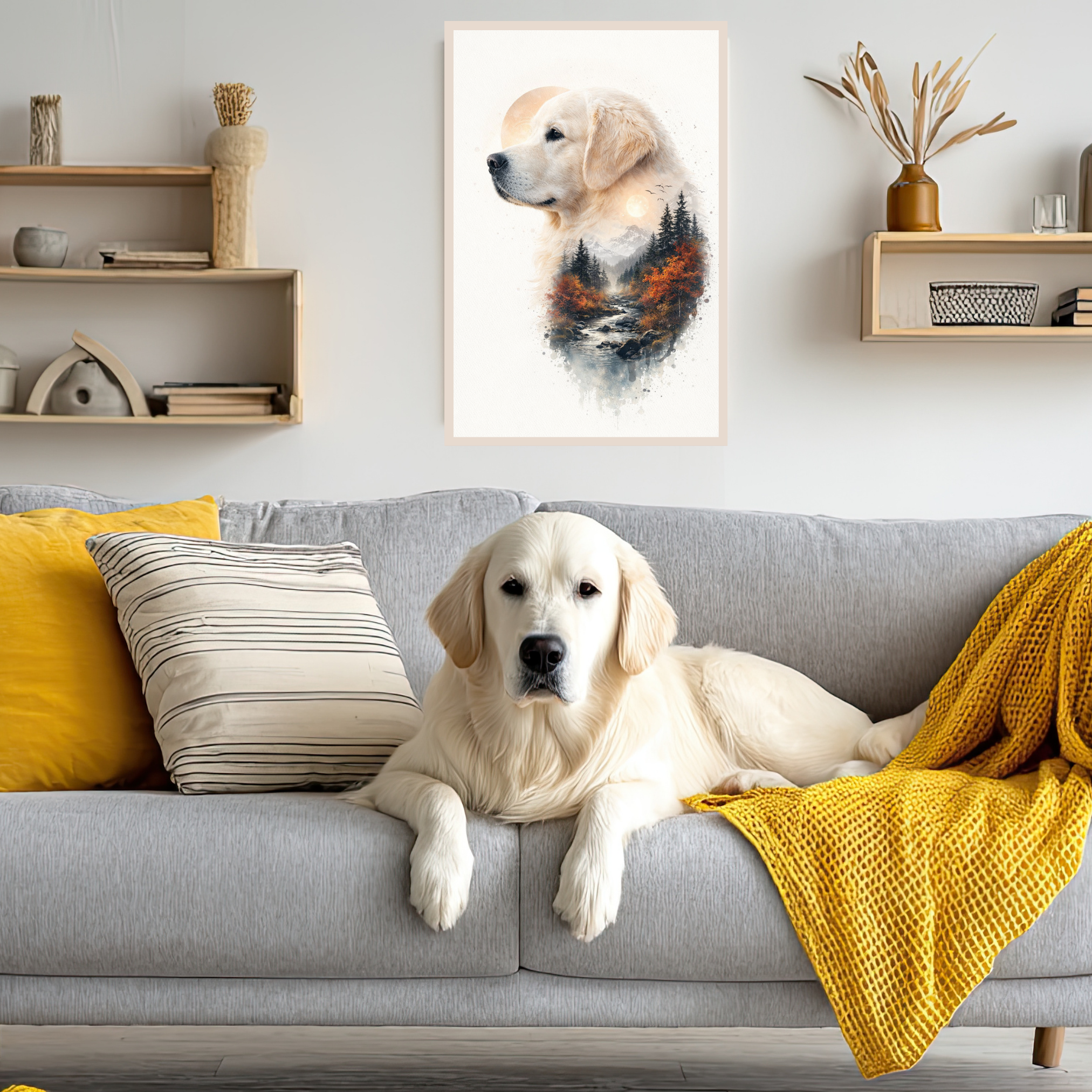 Portrait Animal Personnalisé Style Paysage Nature – Poster Artistique Unique Chien ou Chat