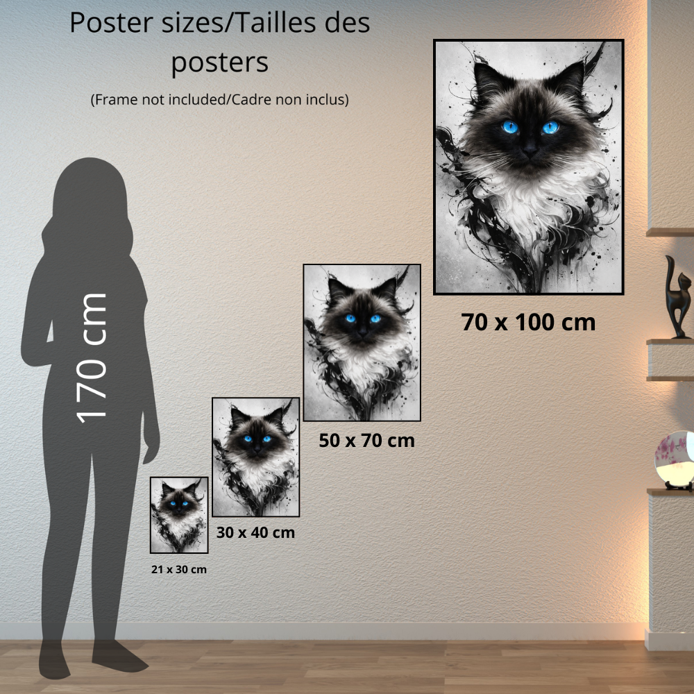 Poster Animal Personnalisé Artistique – Portrait Moderne Noir et Blanc Chien ou Chat