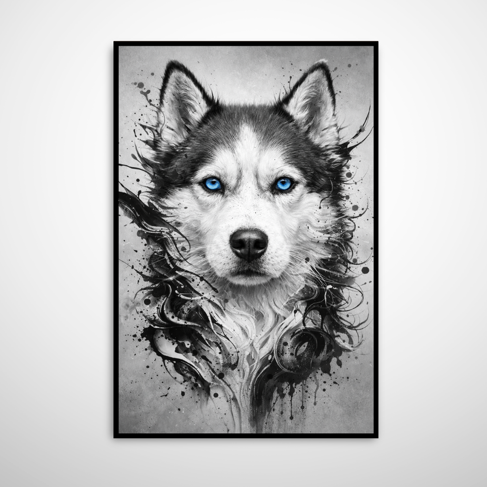 Poster Animal Personnalisé Artistique – Portrait Moderne Noir et Blanc Chien ou Chat