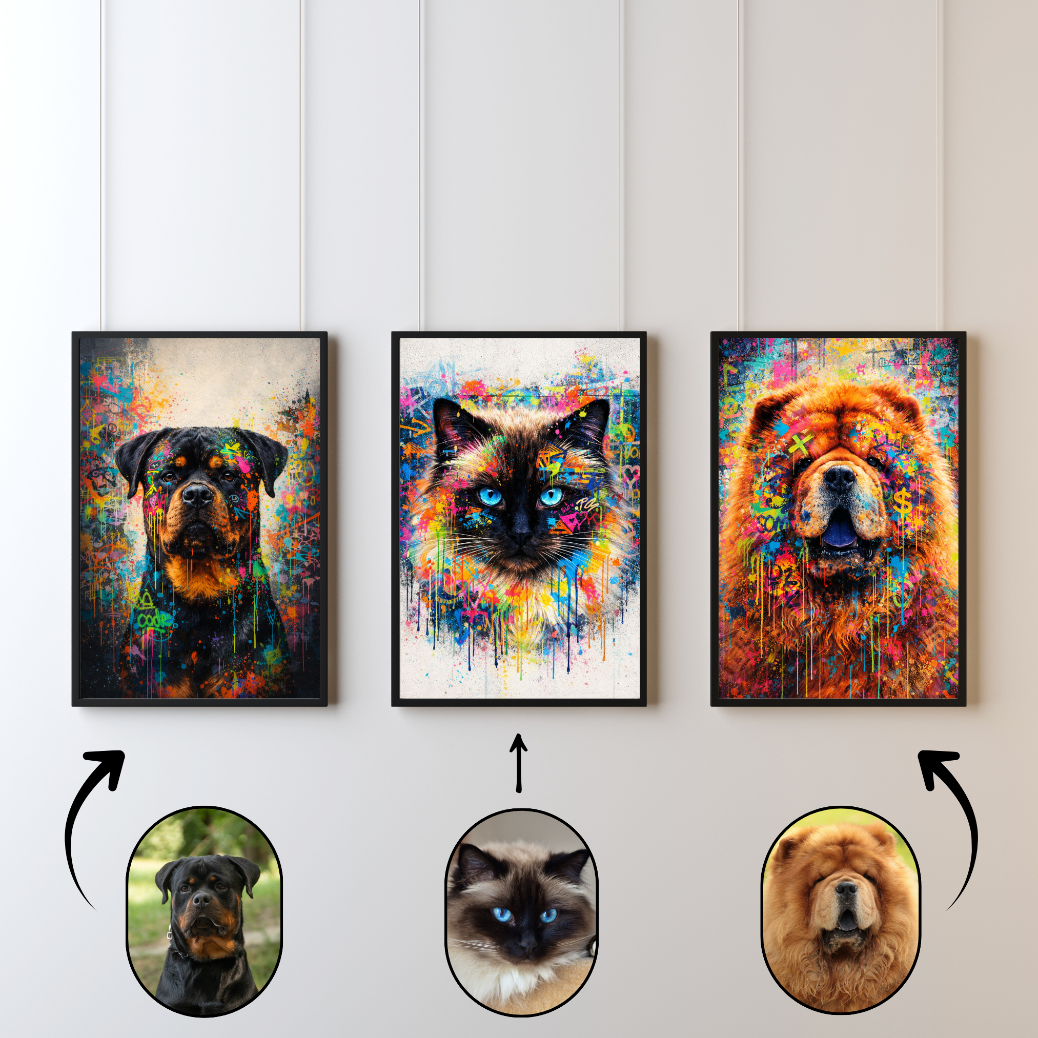 Portrait Animal Personnalisé Street Art – Poster Chien ou Chat Style Graffiti Coloré