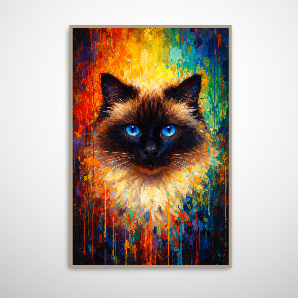 Poster Animal Personnalisé Peinture Colorée – Portrait Artistique Chien ou Chat Style Tableau Moderne