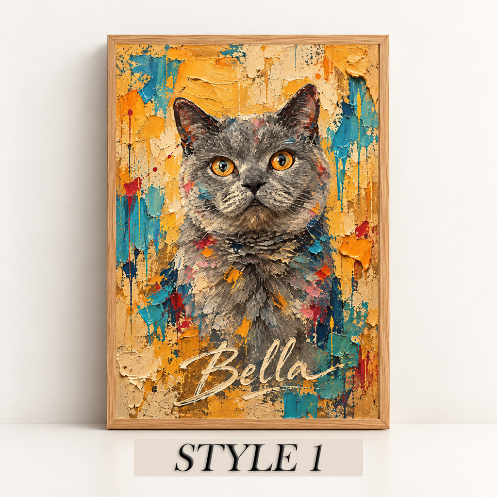Portrait Animal Personnalisé d’après Photo – Poster Artistique Chien & Chat – 7 Styles au Choix