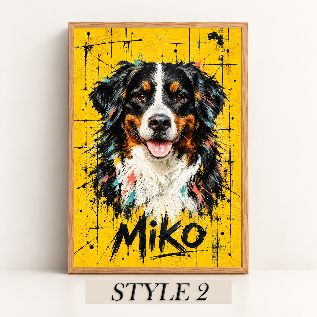Portrait Animal Personnalisé d’après Photo – Poster Artistique Chien & Chat – 7 Styles au Choix