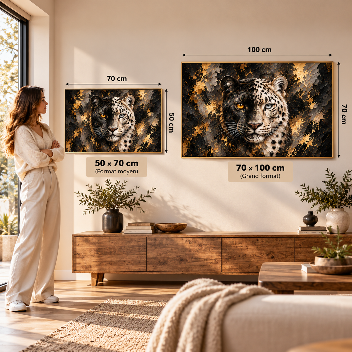 Âmes Sauvages – Poster Panthère Noire et Léopard des Neiges | Collection Wild Luxury