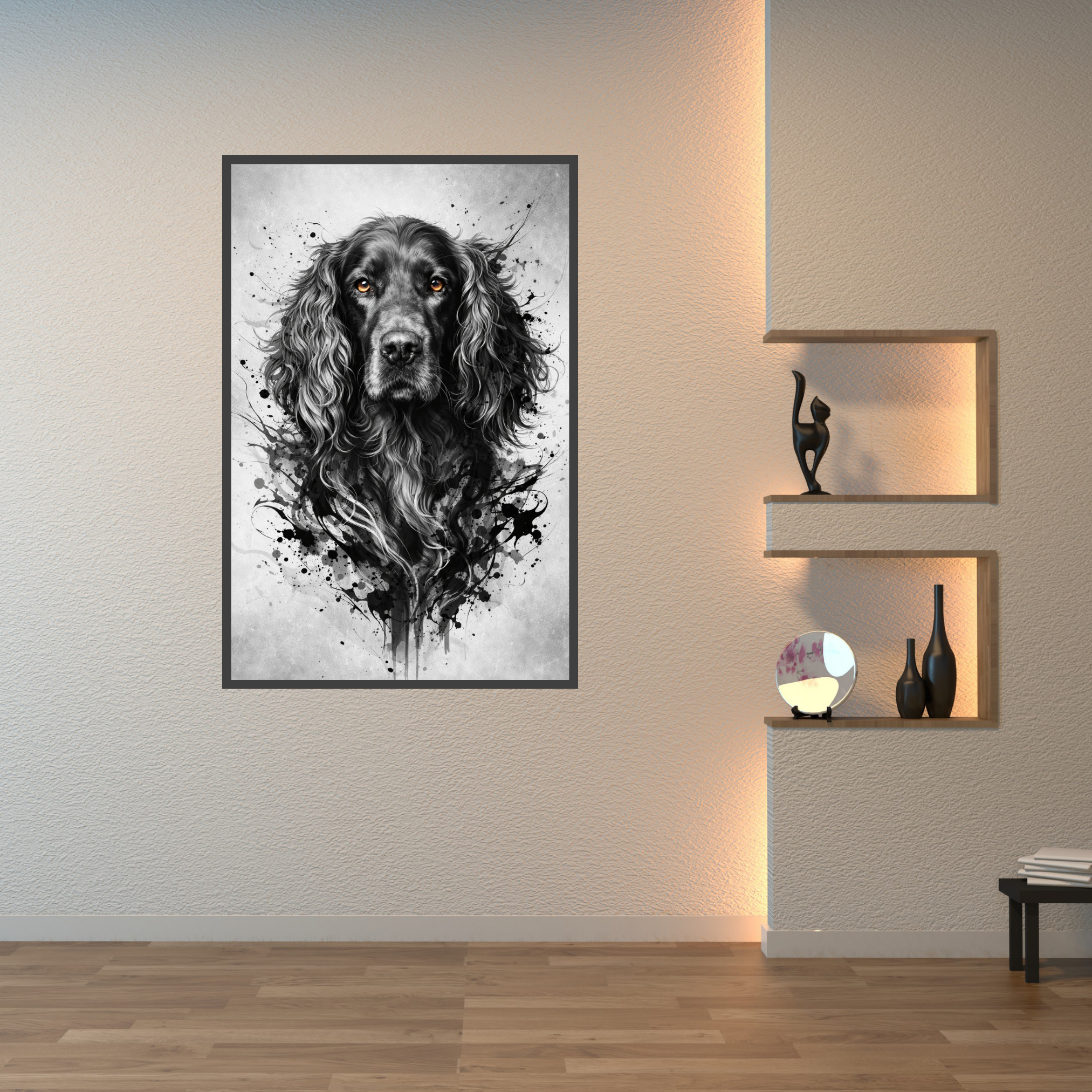 Poster Animal Personnalisé Artistique – Portrait Moderne Noir et Blanc Chien ou Chat